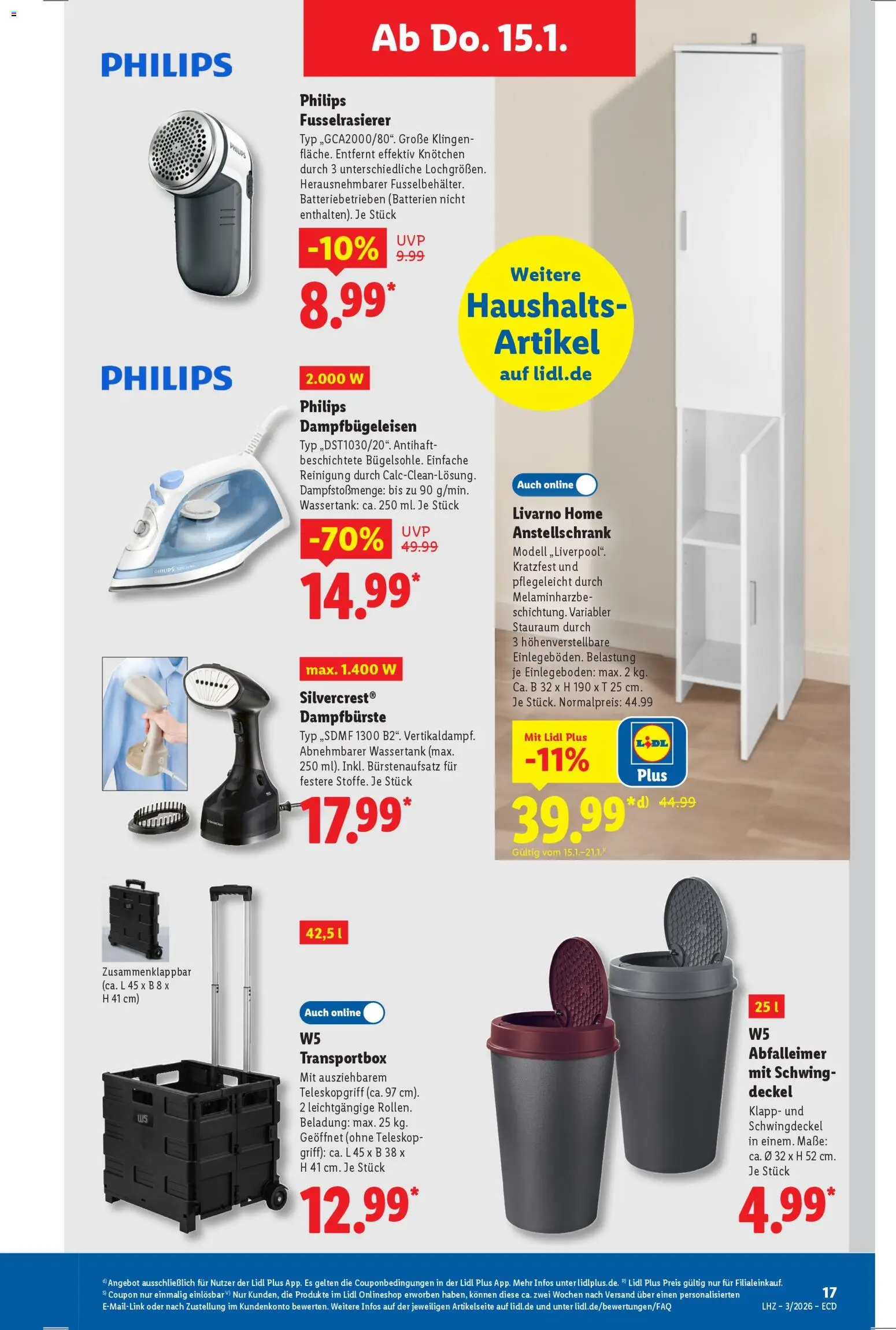 Lidl - Prospekt – gültig ab 12.01.2026 | Seite: 15 | Produkte: Philips, Batterien, Abfalleimer
