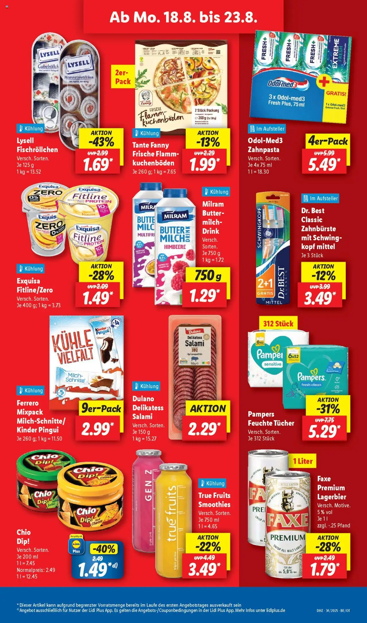Lidl Prospekt Zossen	 - gültig ab dem 18.08.2025 | Seite: 13 | Produkte: Zahnpasta, Zahnbürste, Milram, Salami