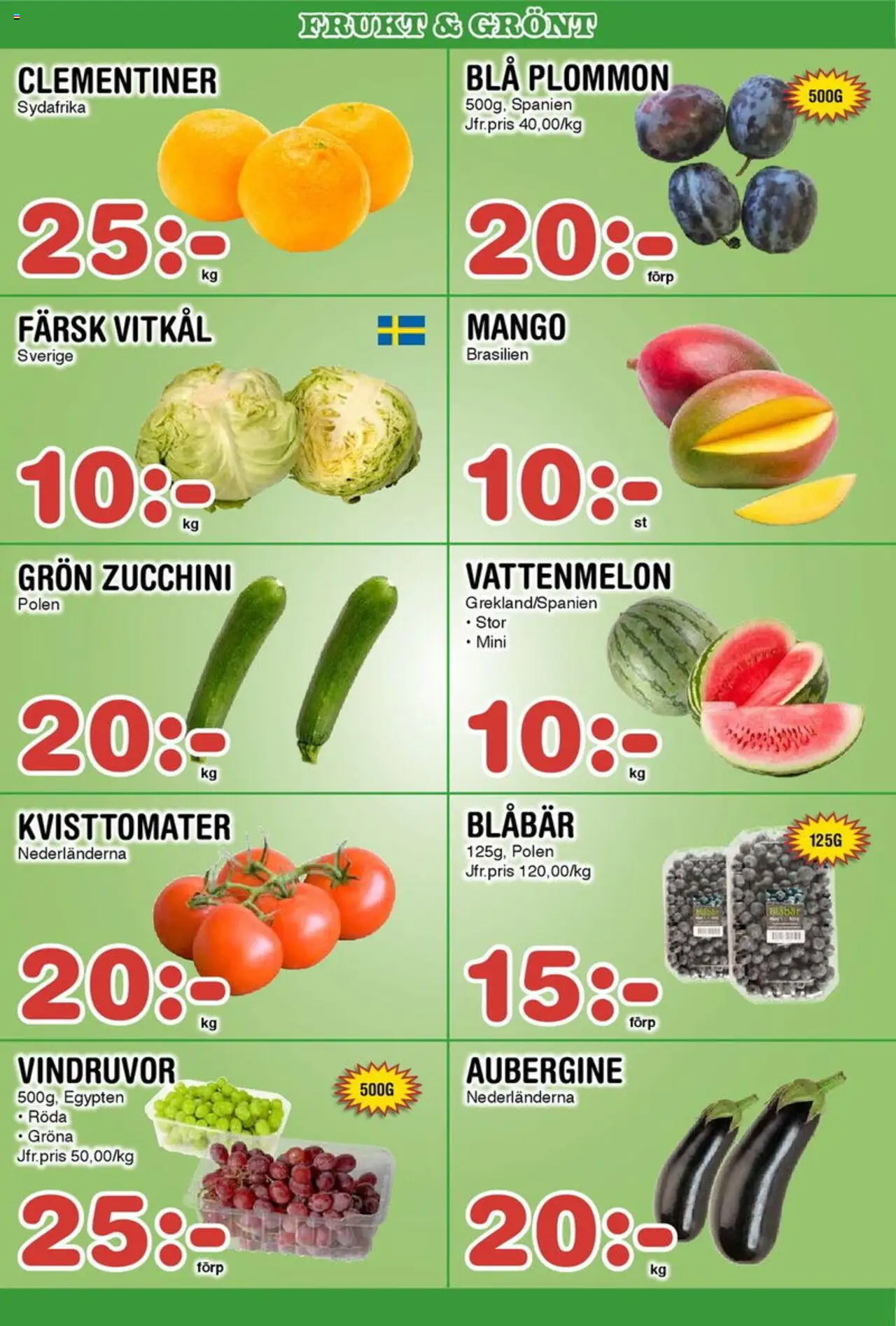 Nya Pulsen reklamblad aktuell från 04.08.2025 | Sida: 5 | Produkter: Vattenmelon, Plommon, Mango, Zucchini