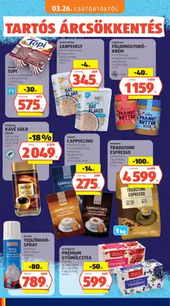 BARISSIMO KÁVÉ GOLD Classic, instant kávé 200 g/üveg - amely érvényes a következő dátumtól: 26.03.2026 | Oldal: 10 | Termékek: Zabpehely, Cappuccino, Tejszínhab, Tea