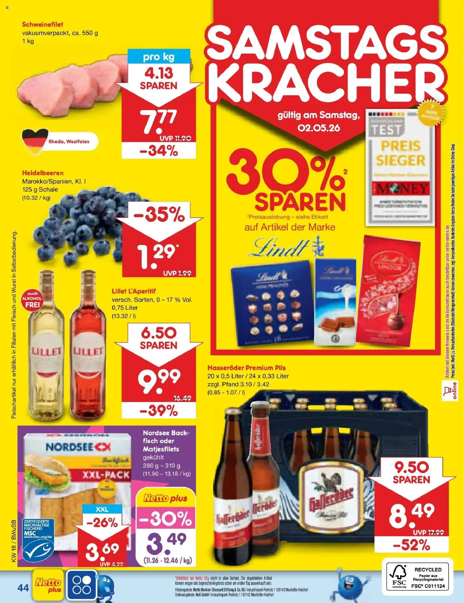 Netto Marken-Discount Prospekt Stemwede-Dielingen	 – gültig ab 27.04.2026 | Seite: 58 | Produkte: Lillet, Heidelbeeren, Fisch, Hasseröder