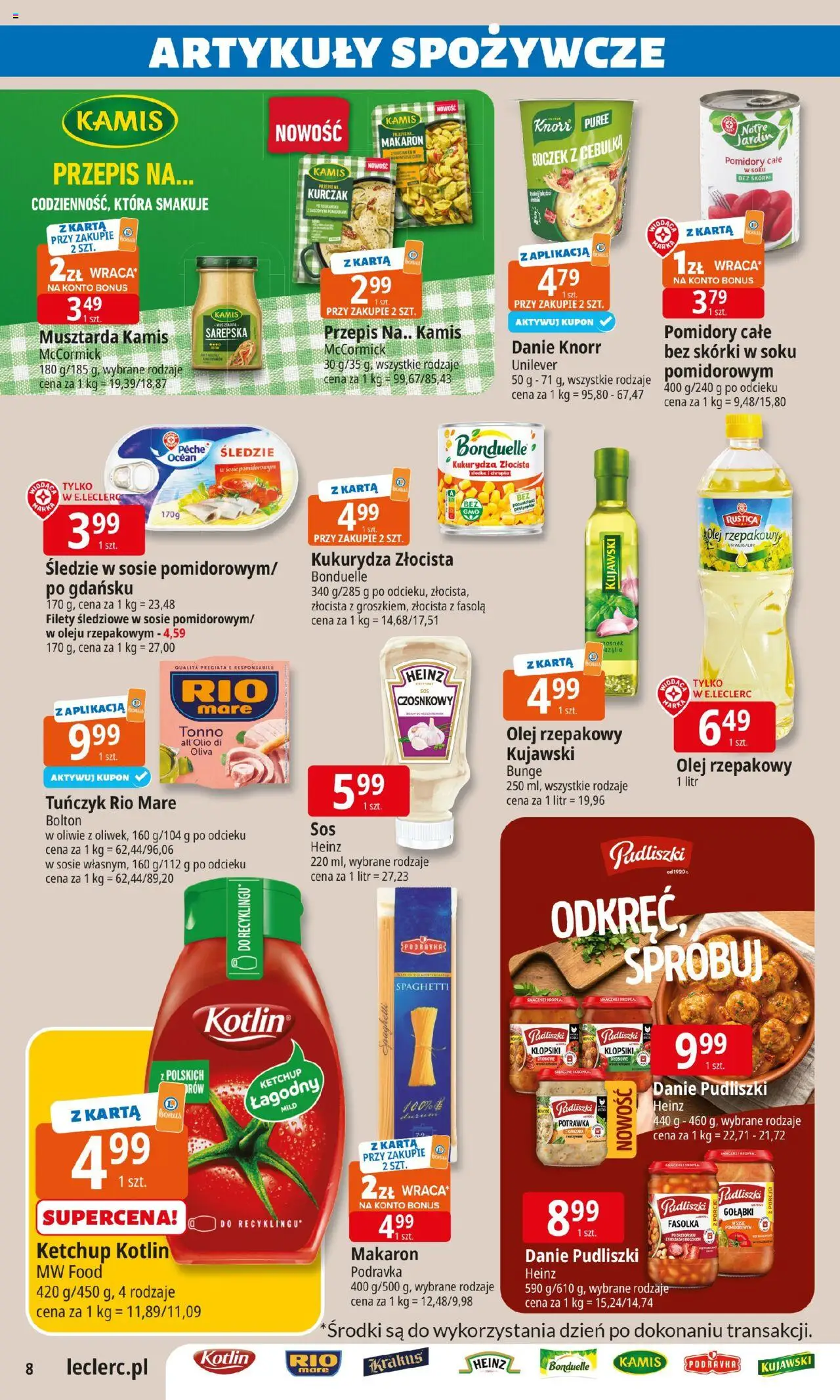 E.Leclerc Gazetka - Zamość od 05.08.2025 | Strona: 8 | Produkty: Olej rzepakowy, Boczek, Musztarda, Olej