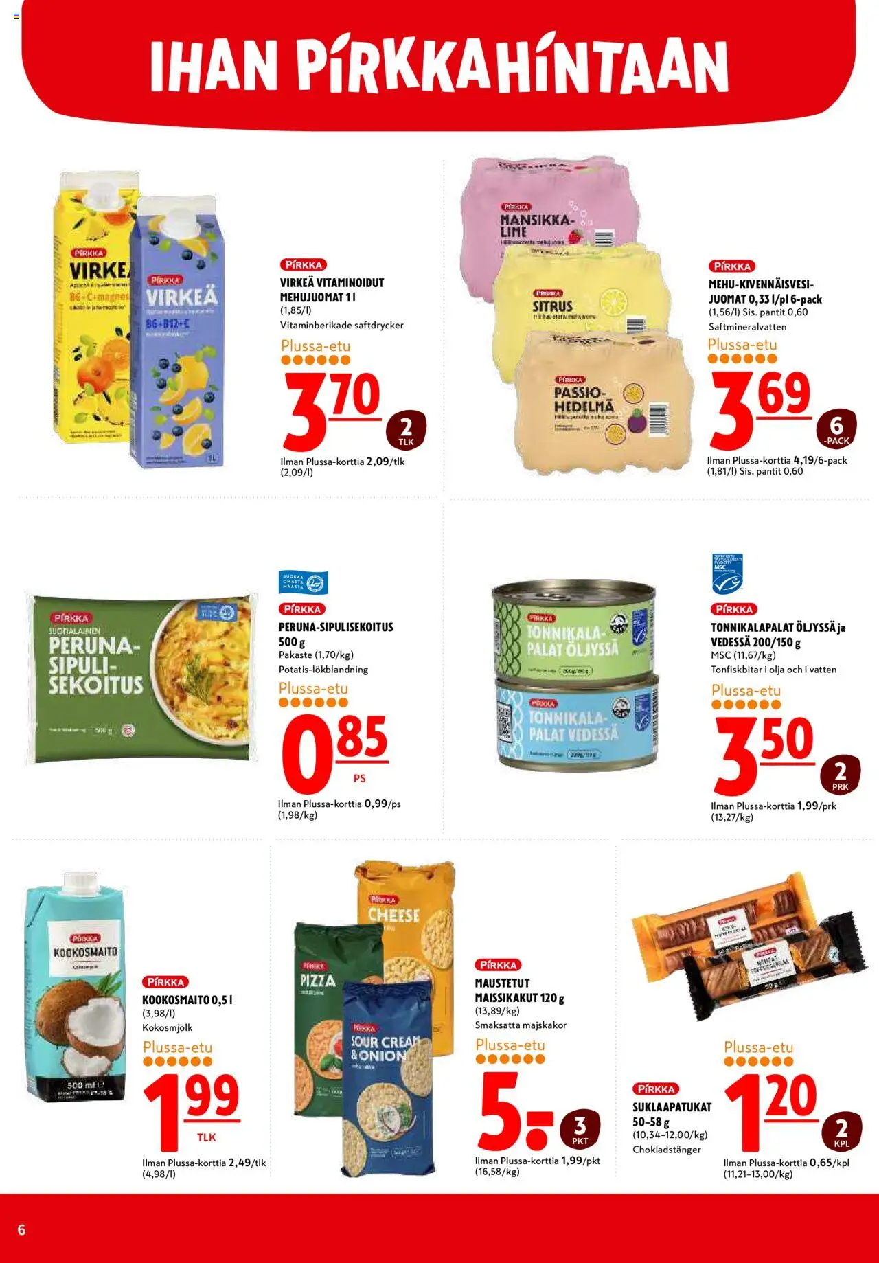 K-Citymarket tarjoukset – voimassa 06.10.2025 alkaen | Sivu: 6 | Tuotteet: Suklaapatukat, Peruna, Pizza, Tonnikala