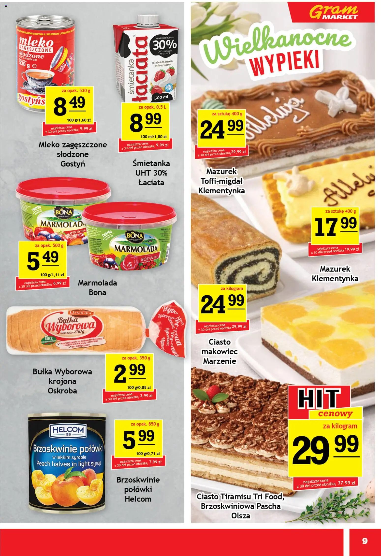 Gram Market gazetka od 01.04.2026 | Strona: 9 | Produkty: Ciasto, Tiramisu, Bułka, Brzoskwinie
