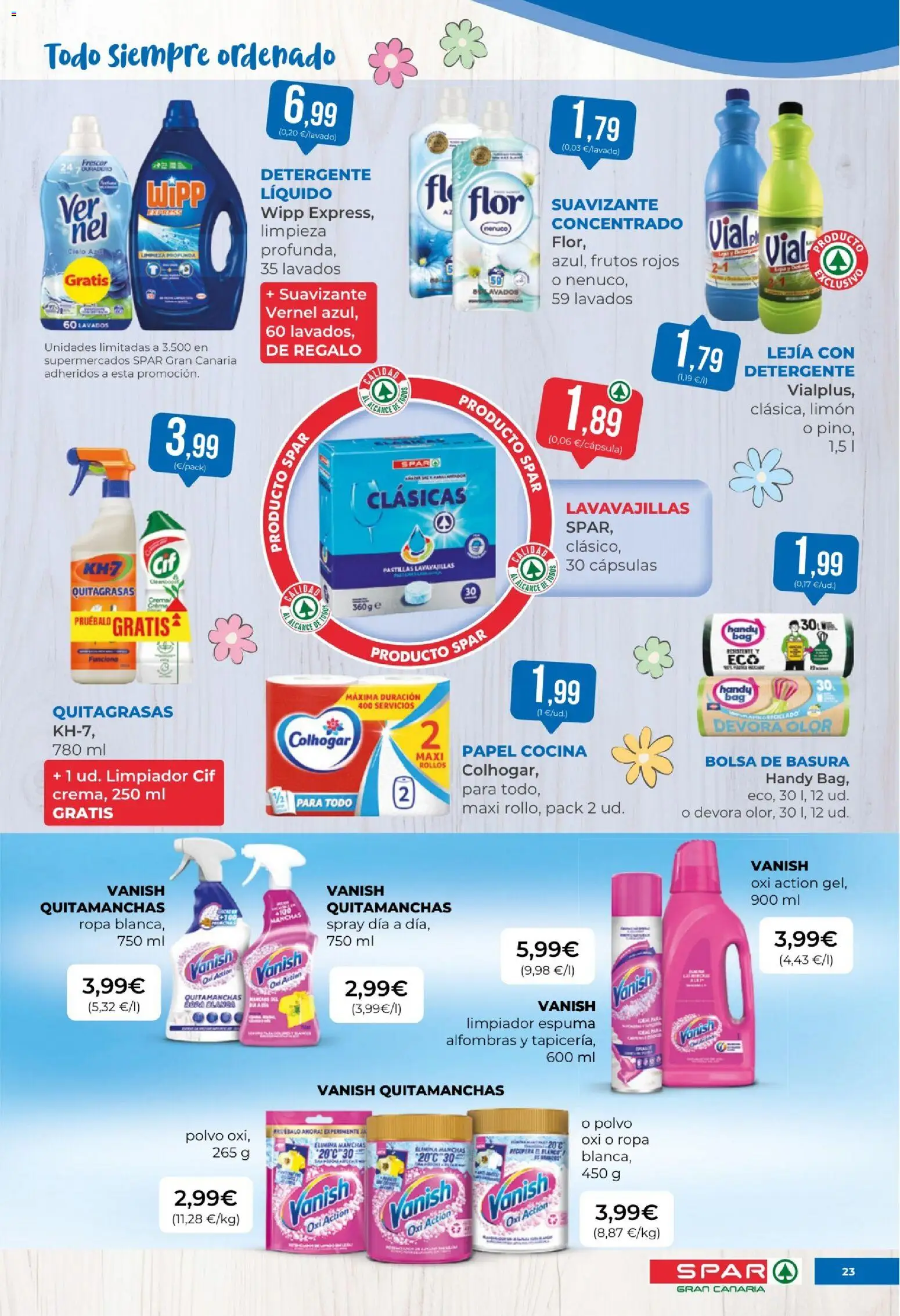 Spar folleto │ válido desde el 17.04.2026 | Página: 23 | Productos: Quitamanchas, Detergente, Suavizante, Bolsa