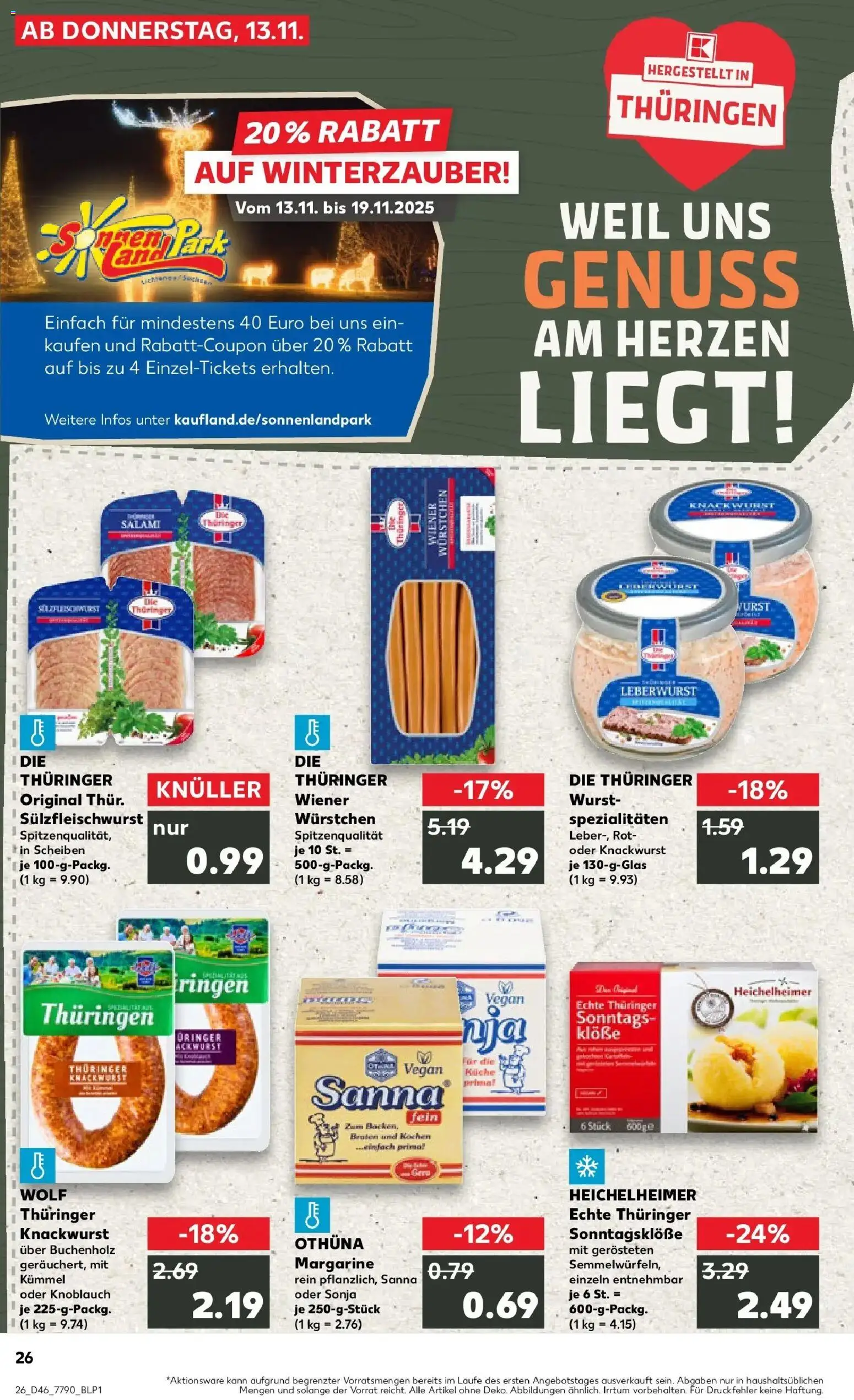 Kaufland prospekt Arnstadt	 – gültig ab 13.11.2025 | Seite: 26 | Produkte: Wiener wurstchen, Wurst, Knoblauch, Salami