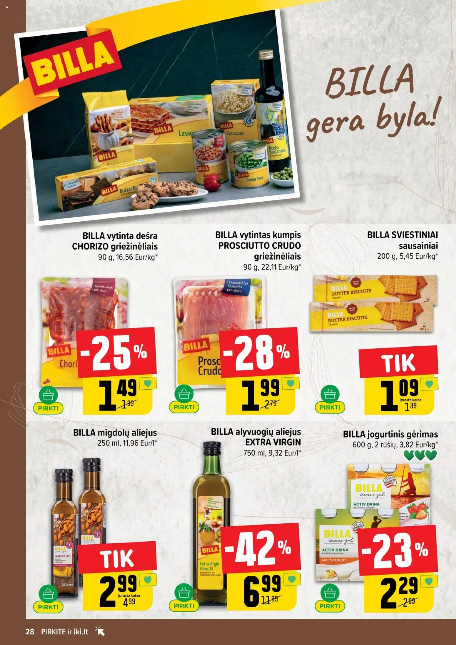 IKI akcijos nuo 01.05.2026 | Puslapis: 28 | Prekių: Sausainiai, Aliejus, Kumpis, Vytintas kumpis