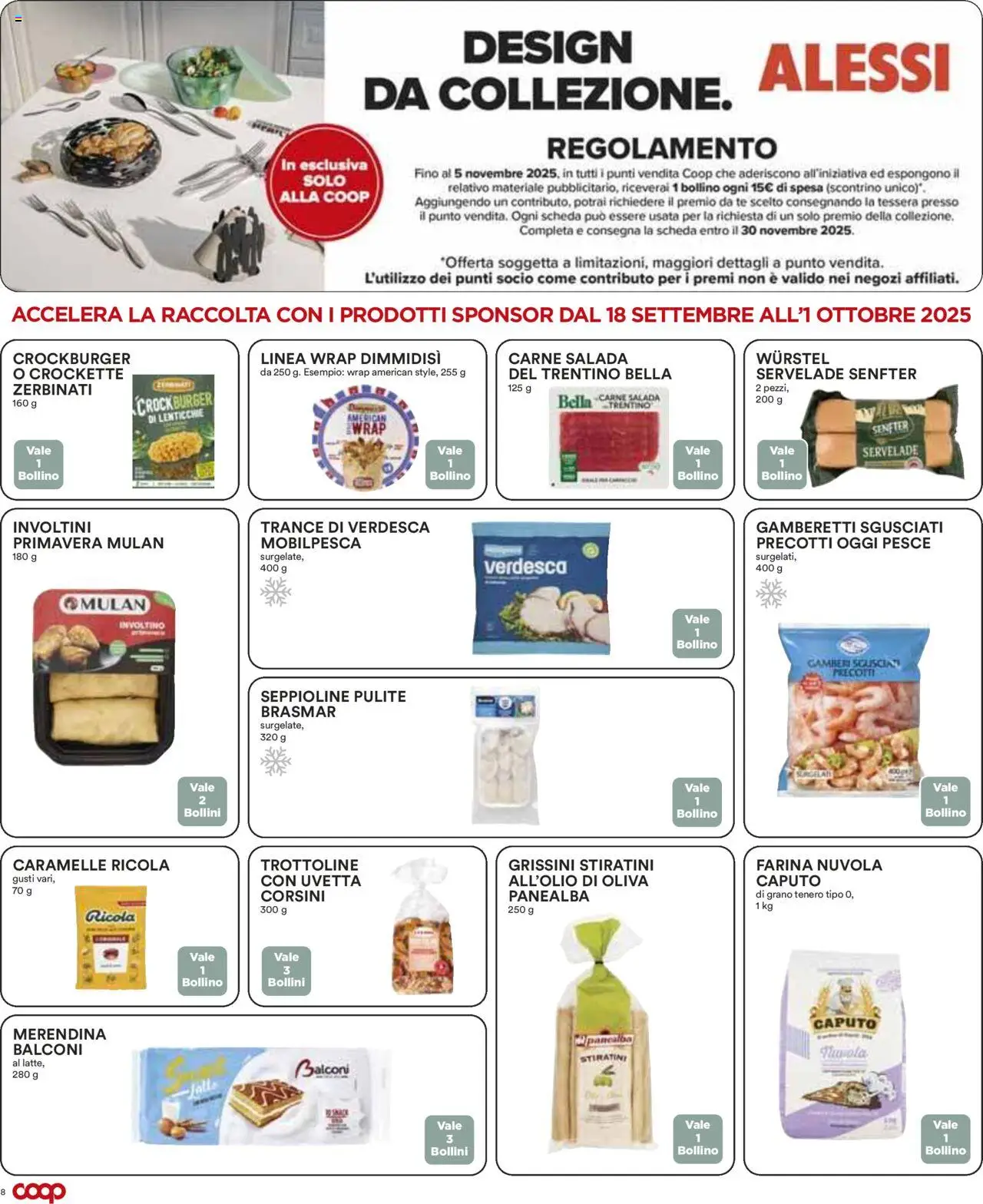 Volantino COOP del 18.09.2025 | Pagina: 8 | Prodotti: Lenticchie, Wurstel, Grissini, Gamberetti