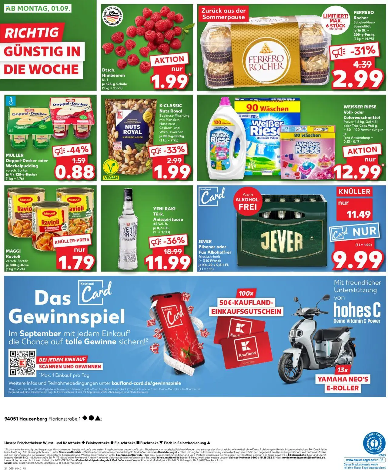 Kaufland Prospekt 	 - gültig ab dem 28.08.2025 | Seite: 24 | Produkte: Himbeeren, Ferrero rocher, Fisch, Wurst