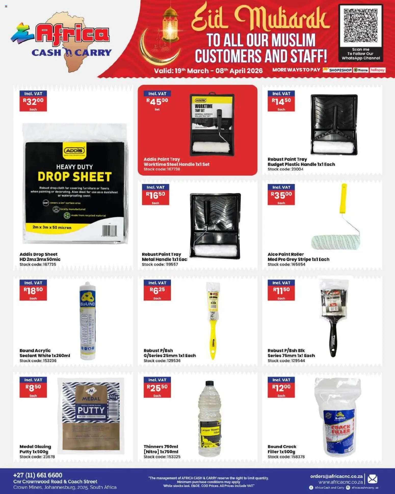 New Africa Cash & Carry catalogue – valid from 19.03.2026 | Page: 91 | Products: Tray, Paint, Stock