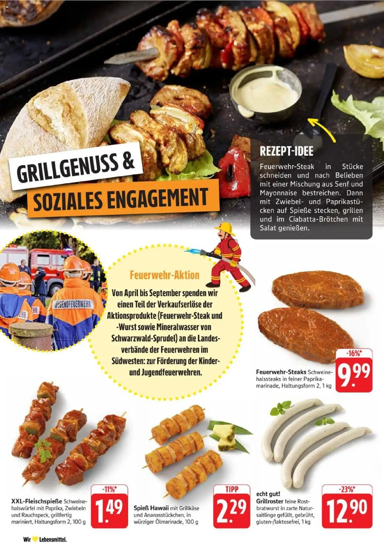 Edeka Prospekt 	 - gültig ab dem 07.07.2025 | Seite: 8 | Produkte: Spieße, Mineralwasser, Steak, Salat