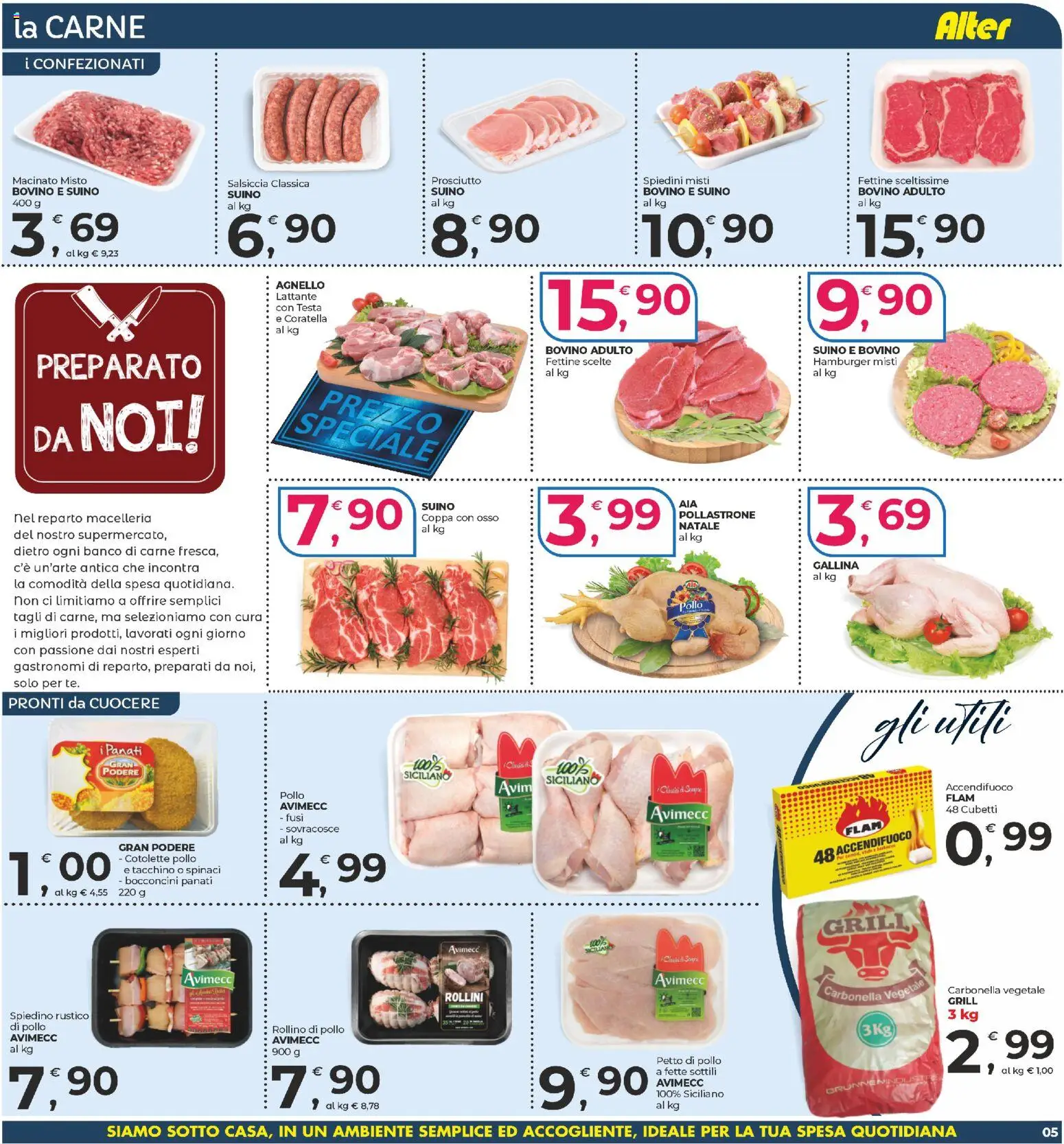 Volantino Alter Discount del 17.12.2025 | Pagina: 5 | Prodotti: Petto di Pollo, Salsiccia, Spinaci, Agnello