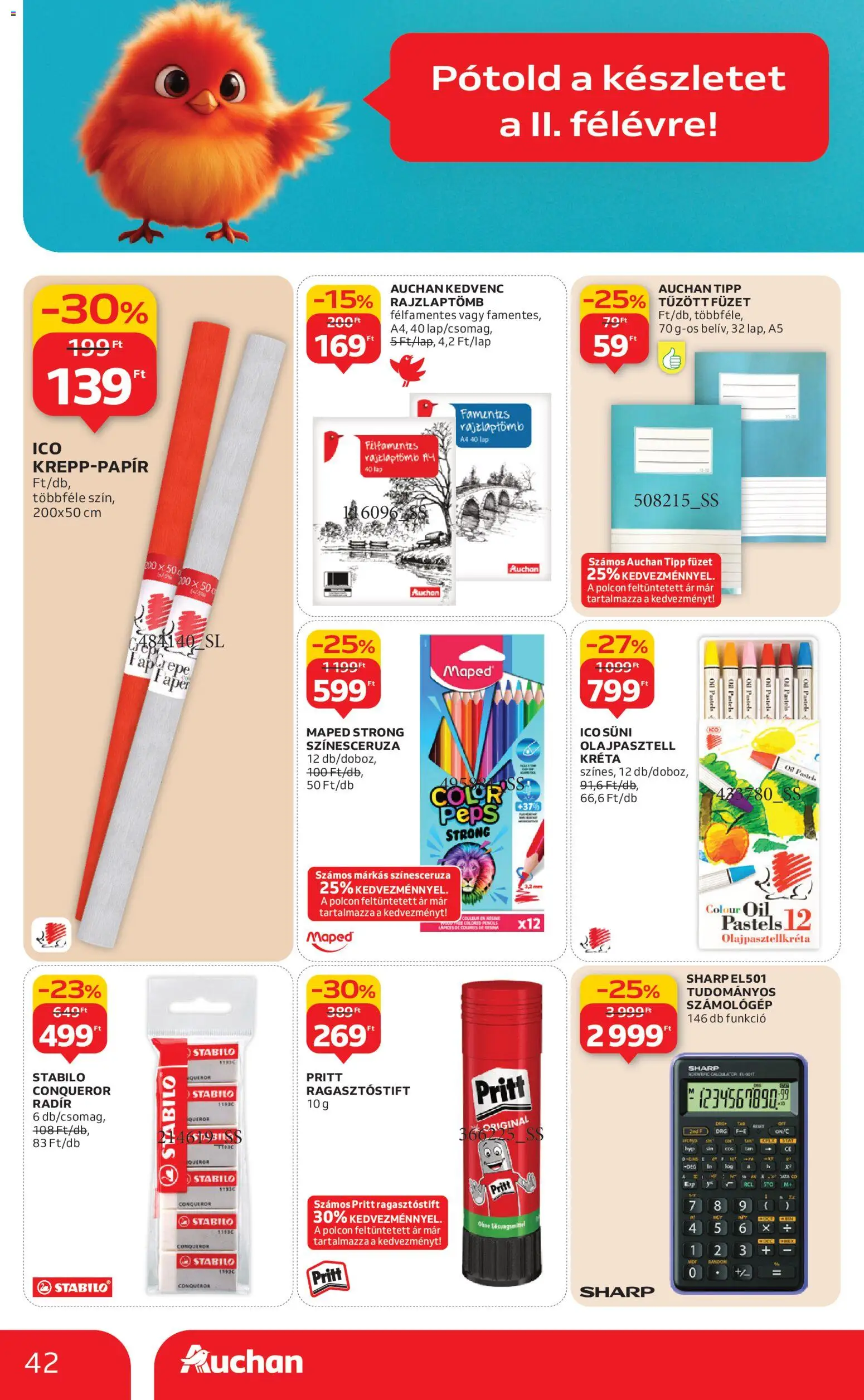 Auchan akciós ujság - amely érvényes a következő dátumtól: 08.01.2026 | Oldal: 42 | Termékek: Számológép