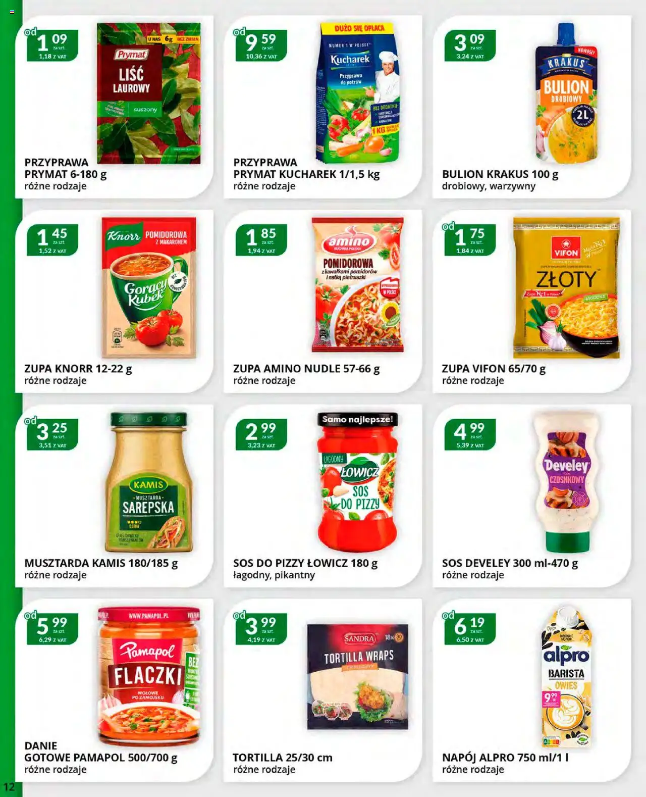 Eurocash Gazetka od 20.10.2025 | Strona: 12 | Produkty: Bulion drobiowy, Alpro, Sos do pizzy, Vifon