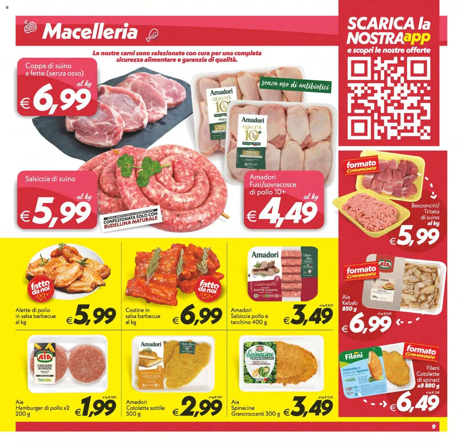 Volantino SuperConveniente del 04.11.2025 | Pagina: 9 | Prodotti: Pollo, Salsa, Salsiccia, Spinaci