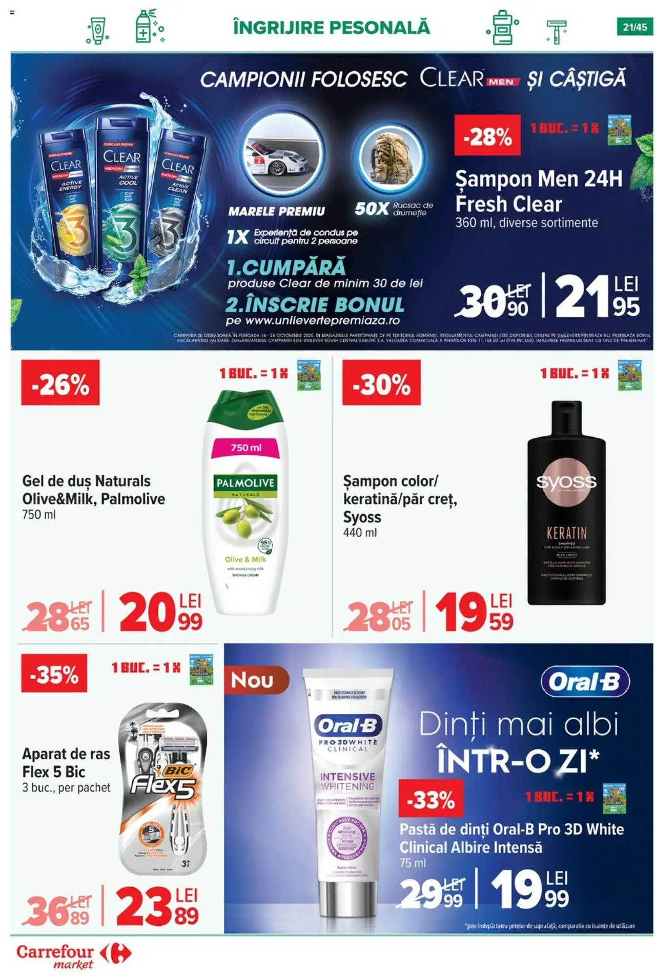 Noul catalog Carrefour – valabil de la 15.10.2025 | Pagină: 24 | Produse: Duș, Gel de duș, Pastă de dinți, Rucsac