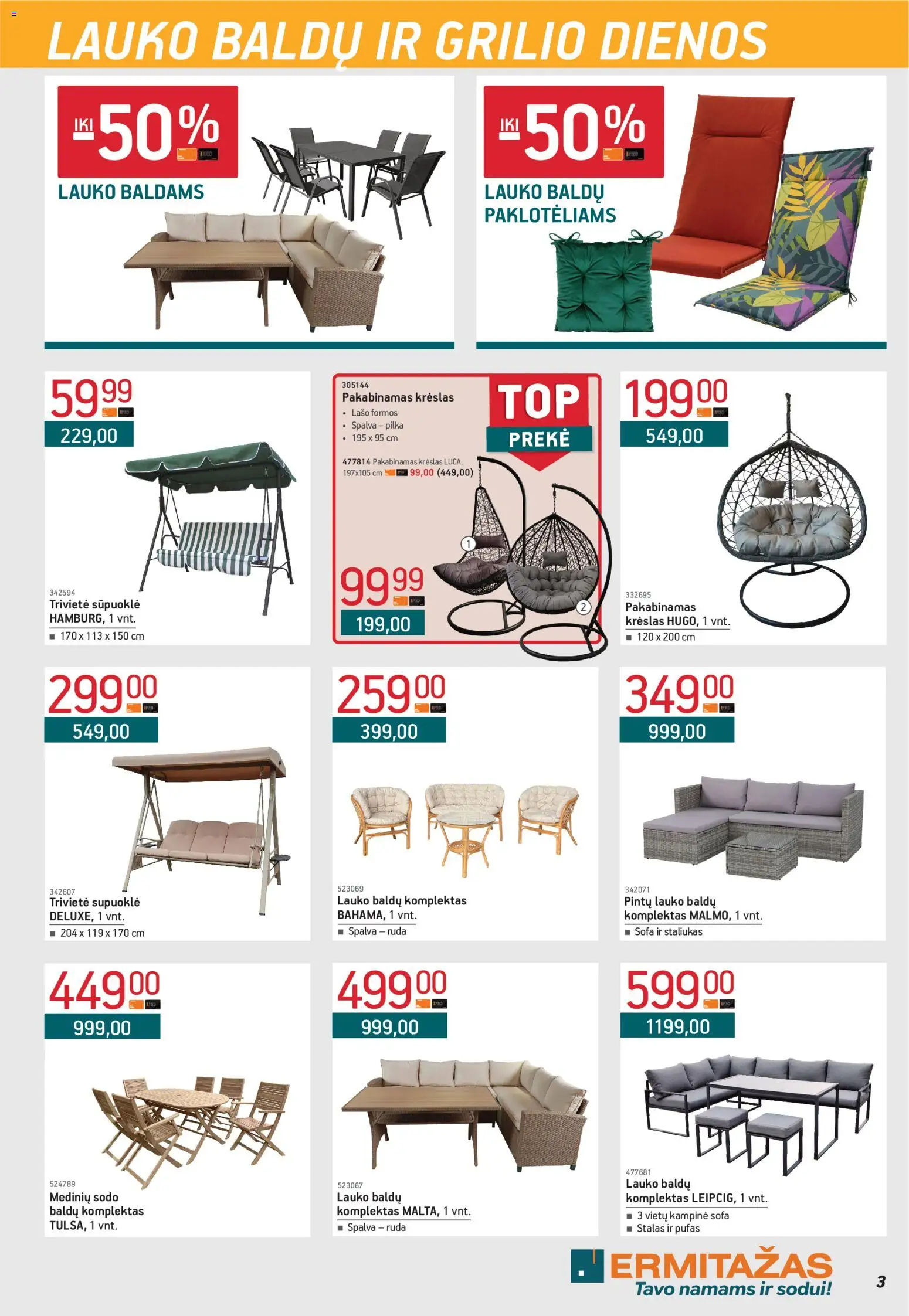 ERMITAŽAS akcijos nuo 04.05.2026 | Puslapis: 3 | Prekių: Pufas, Sofa, Stalas