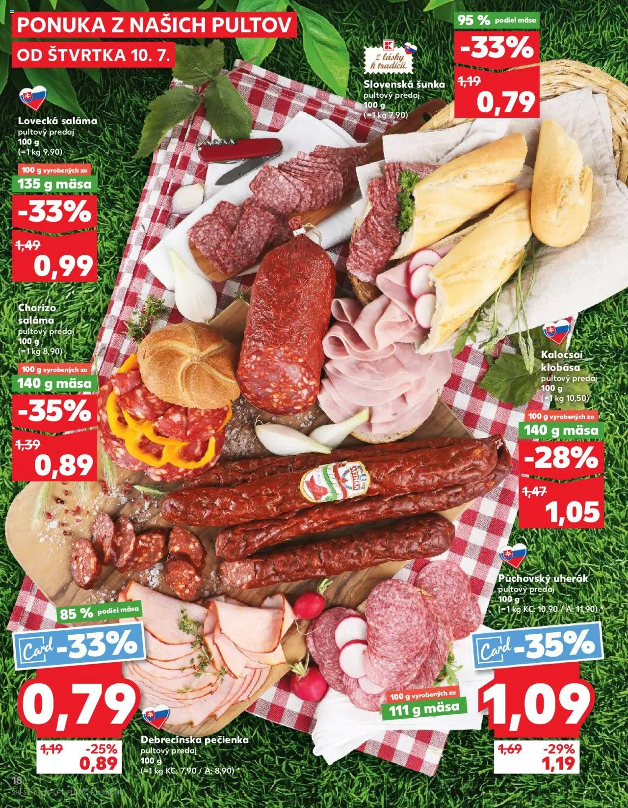Kaufland Partizánske │ platný od 10.07.2025 | Strana: 18 | Produkty: Saláma, Šunka, Klobása