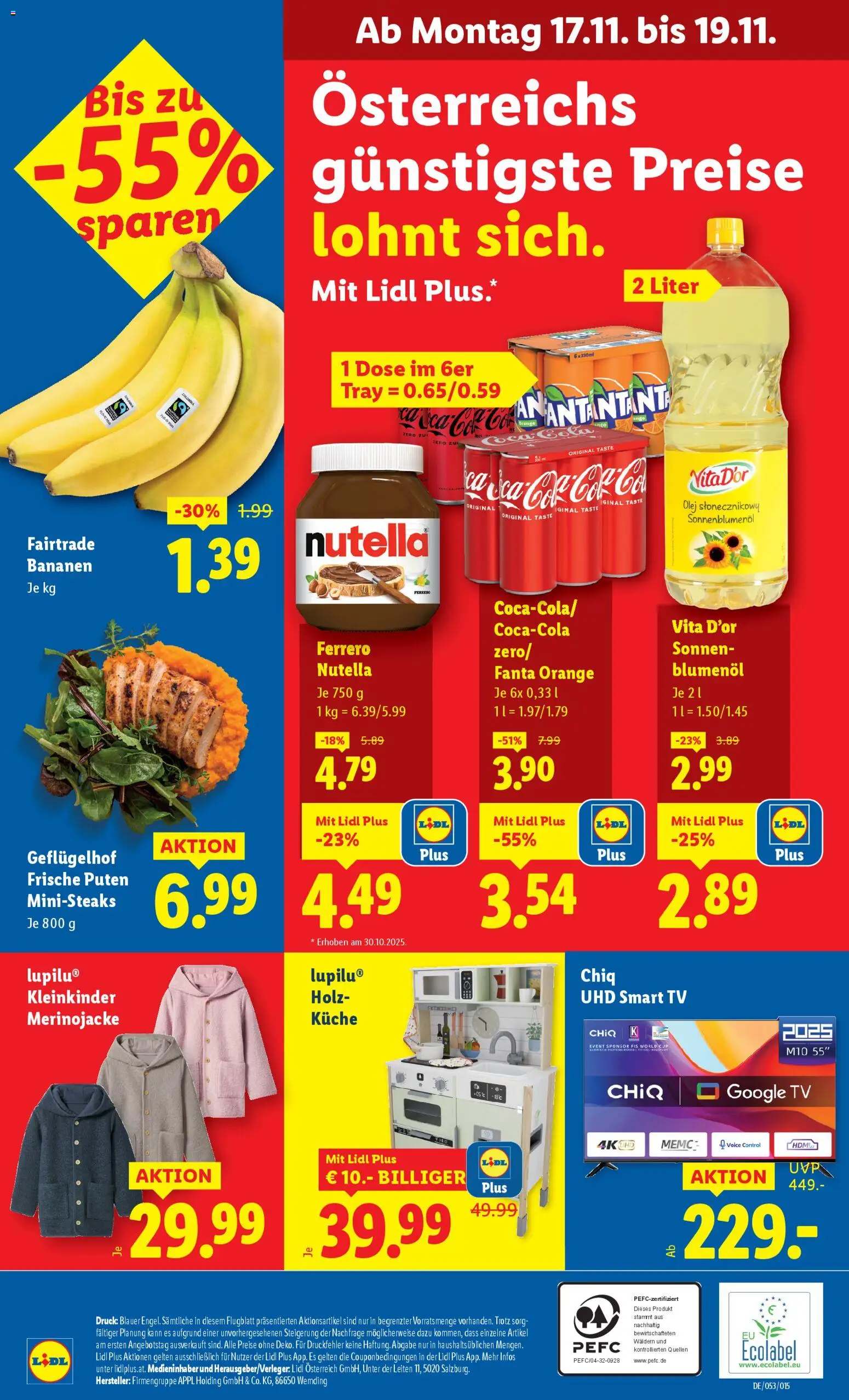 Lidl Flugblatt - Altenmarkt im Pongau, St. Johann im Pongau, Zell am See gültig ab 13.11.2025 | Seite: 44 | Produkte: TV, Bananen