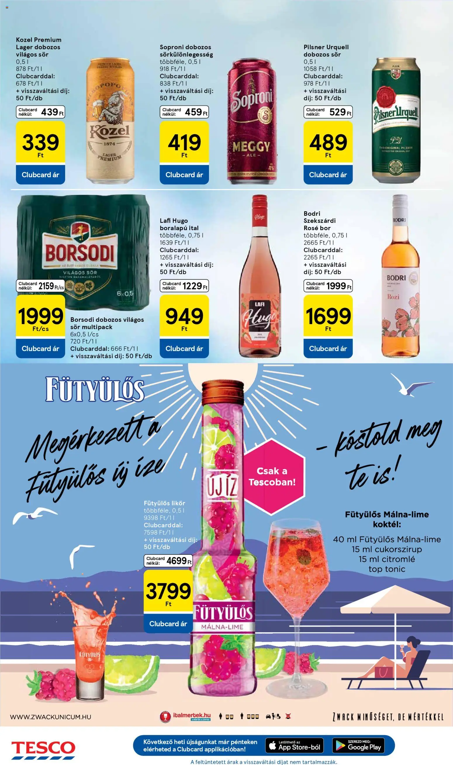 Tesco akciós ujság - amely érvényes a következő dátumtól: 07.04.2026 | Oldal: 22 | Termékek: Meggy, Dobozos sör, Bor, Likőr