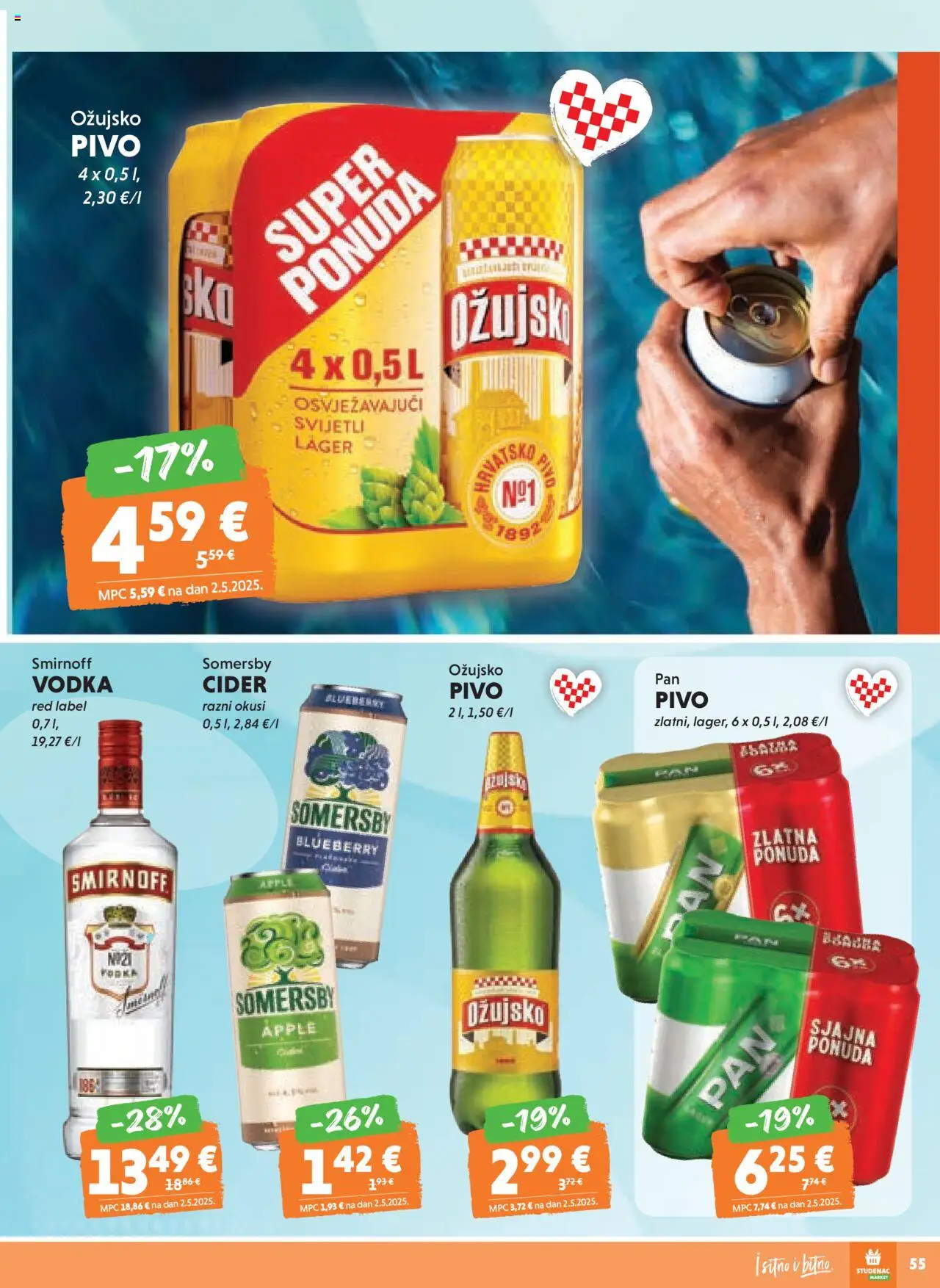 Studenac katalog | vrijedi od 13.08.2025 | Stranica: 55 | Proizvodi: Red Label, Pivo, Somersby, Vodka