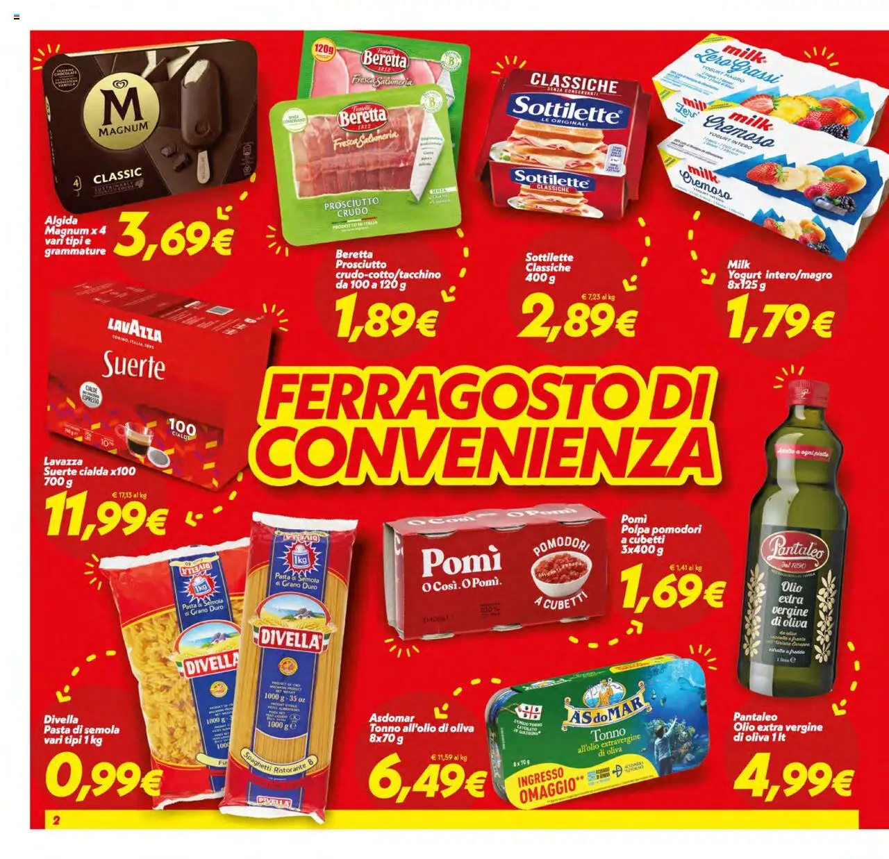 Volantino SuperConveniente del 12.08.2025 | Pagina: 2 | Prodotti: Yogurt, Olio, Pasta, Tonno