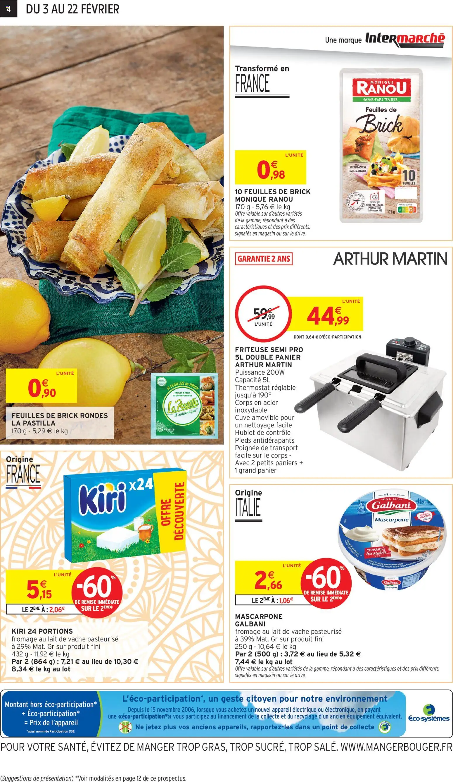 {H1} | Page: 4 | Produits: Feuilles de brick, Friteuse, Fromage, Mascarpone