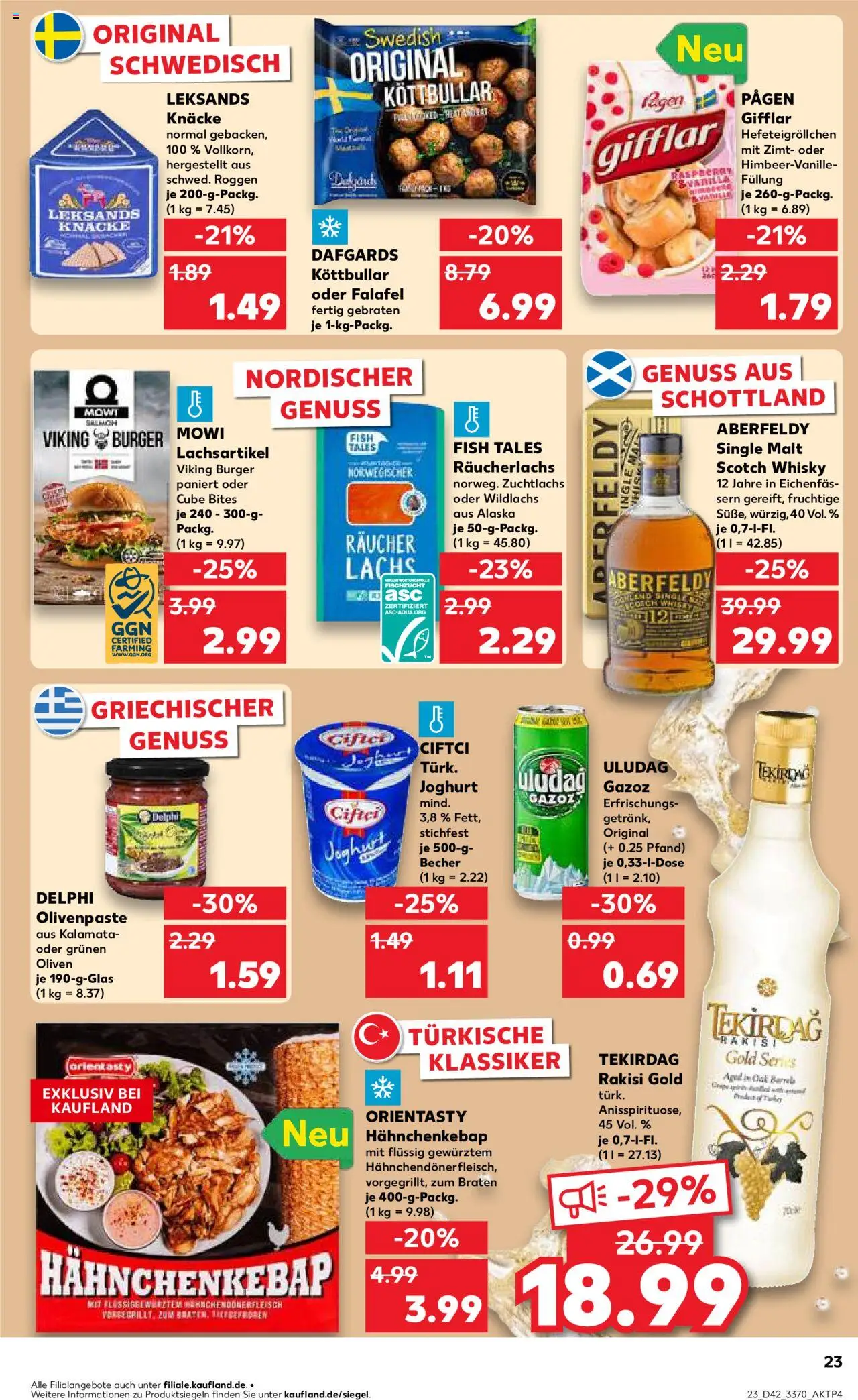 Kaufland Prospekt 	 – gültig ab 16.10.2025 | Seite: 23 | Produkte: Whisky, Joghurt, Burger, Räucherlachs