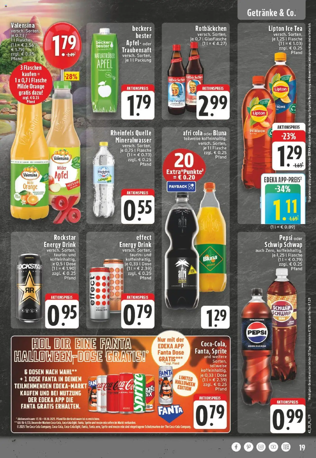 Edeka prospekt Dinslaken	 – gültig ab 13.10.2025 | Seite: 19 | Produkte: Fanta, Energy, Mineralwasser, Pepsi