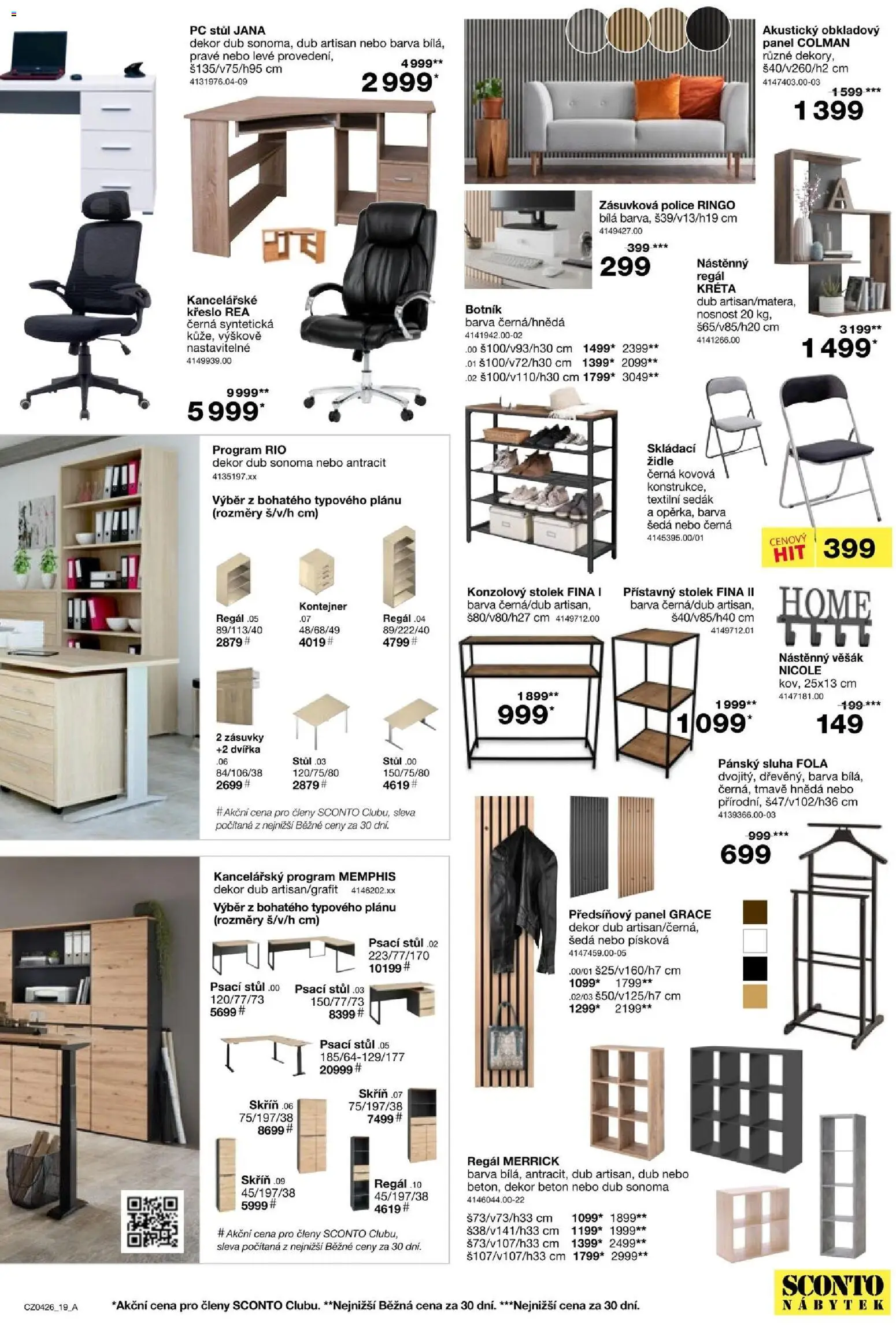 Sconto nábytek leták od 04.03.2026 | Strana: 19 | Produkty: Stůl, Židle, Botník, Skříň