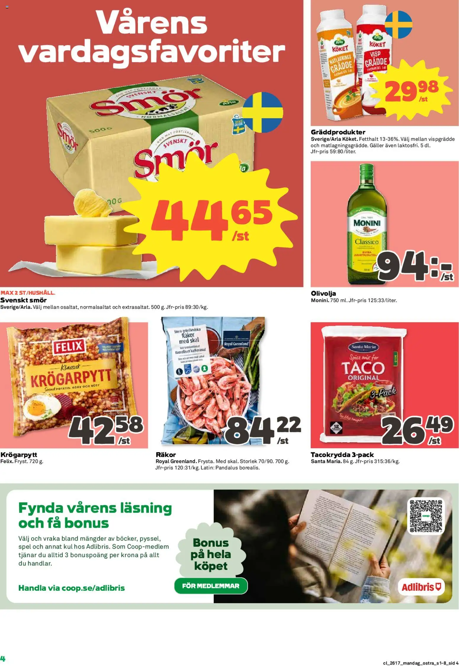 Coop Forum reklamblad aktuell från 20.04.2026 | Sida: 4 | Produkter: Olivolja, Spel, Grädde, Vispgrädde