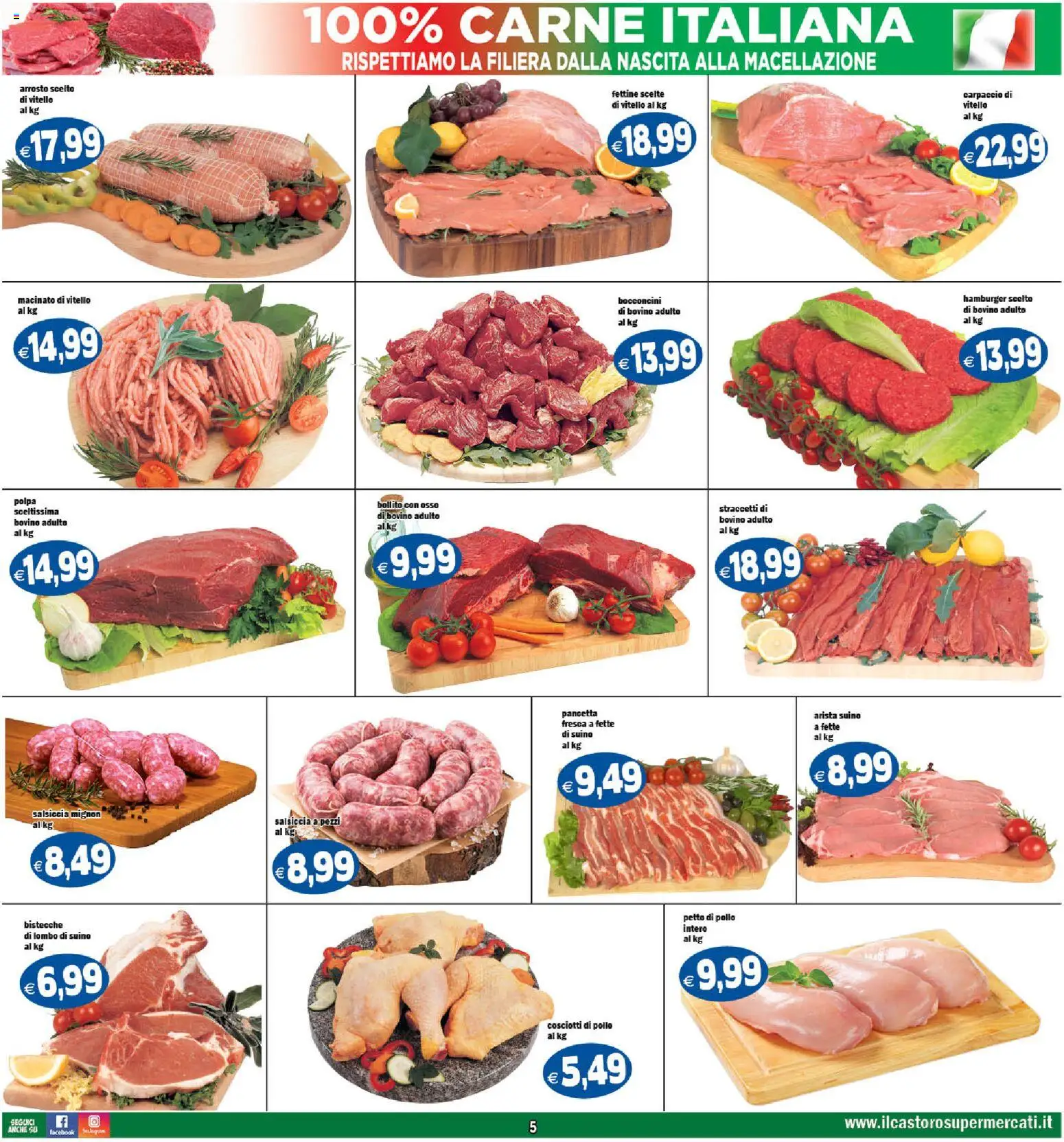 Volantino Il Castoro del 27.12.2025 | Pagina: 5 | Prodotti: Petto di Pollo, Salsiccia, Hamburger, Macinato