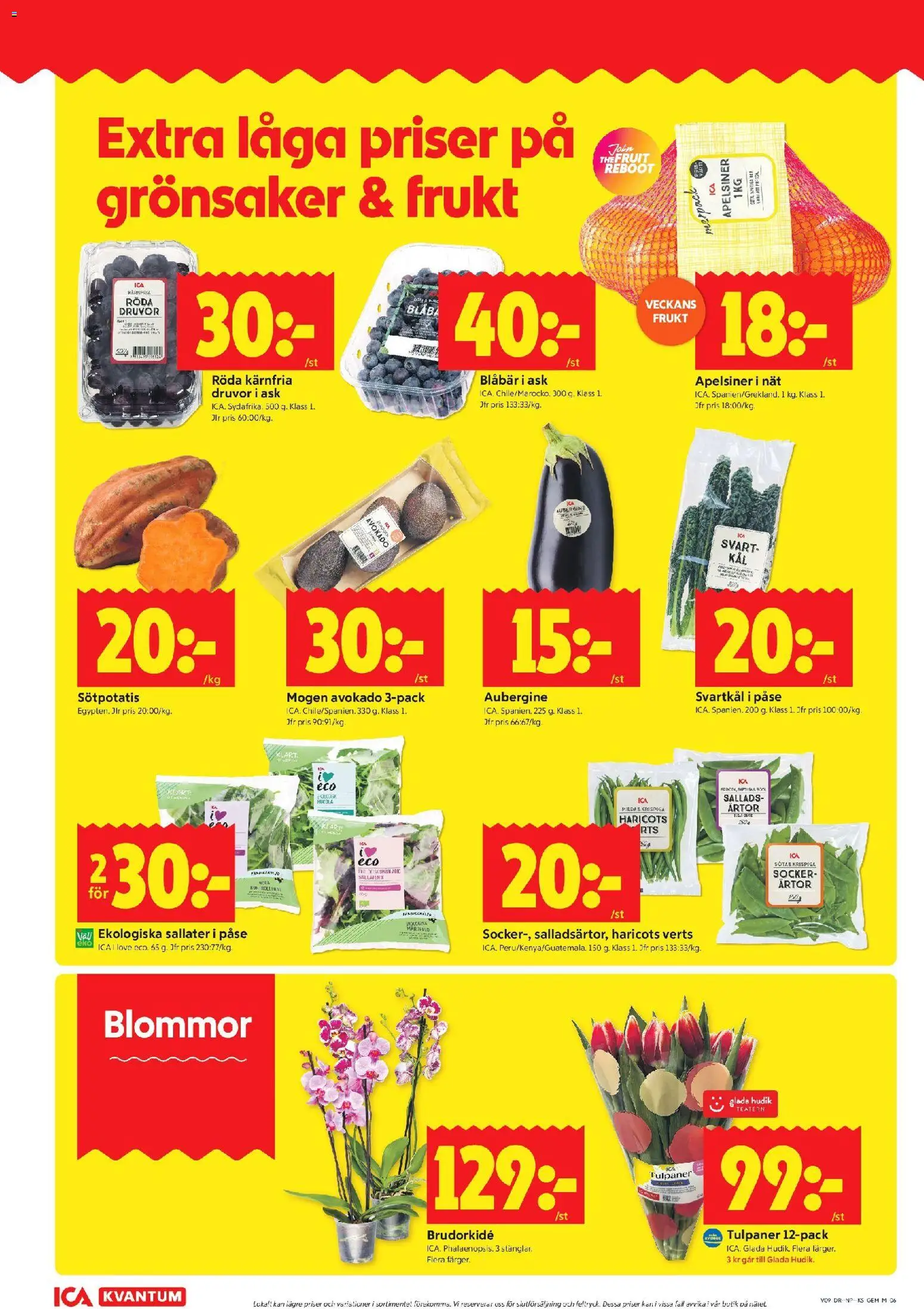 ICA Kvantum reklamblad aktuell från 23.02.2026 | Sida: 6 | Produkter: Gem, Haricots verts, Sötpotatis, Blåbär