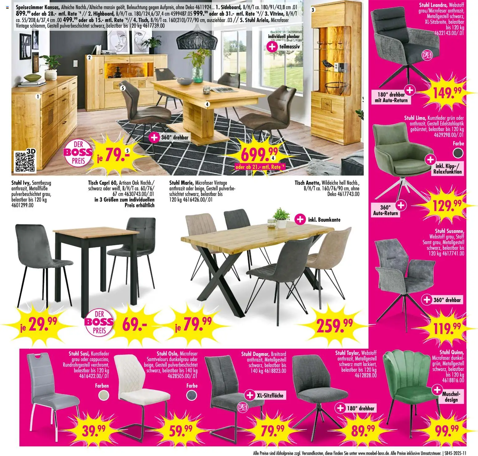 SB Möbel Boss Prospekt Mülheim-Kärlich – gültig ab 01.11.2025 | Seite: 11 | Produkte: Tisch, Stuhl