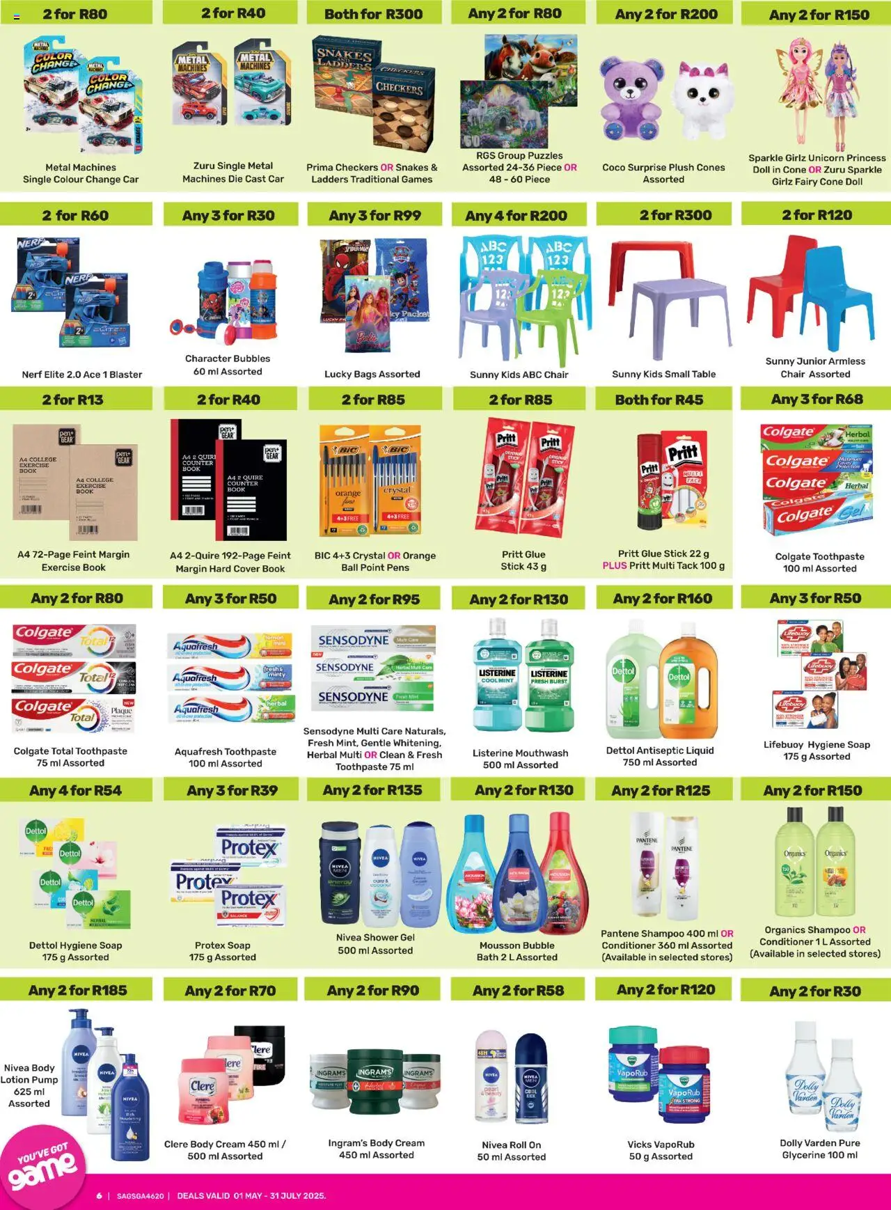 Game More 4 Less │ valid from 01.05.2025 | Page: 6 | Products: Table, Shower, Cream, Lotion