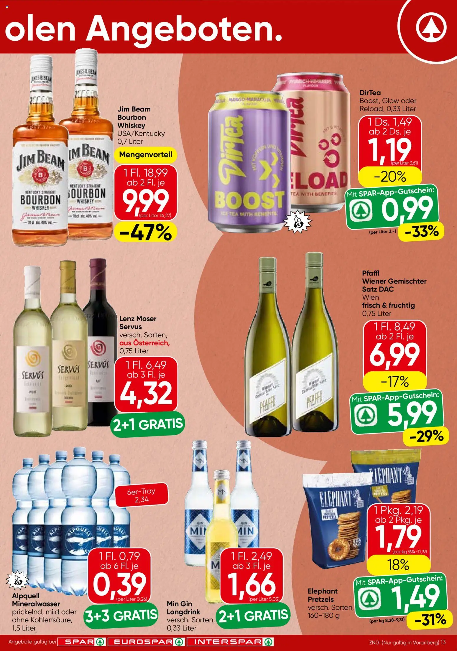 Spar Flugblatt - Vorarlberg gültig ab 23.04.2026 | Seite: 13 | Produkte: Gin, Whiskey, Bourbon