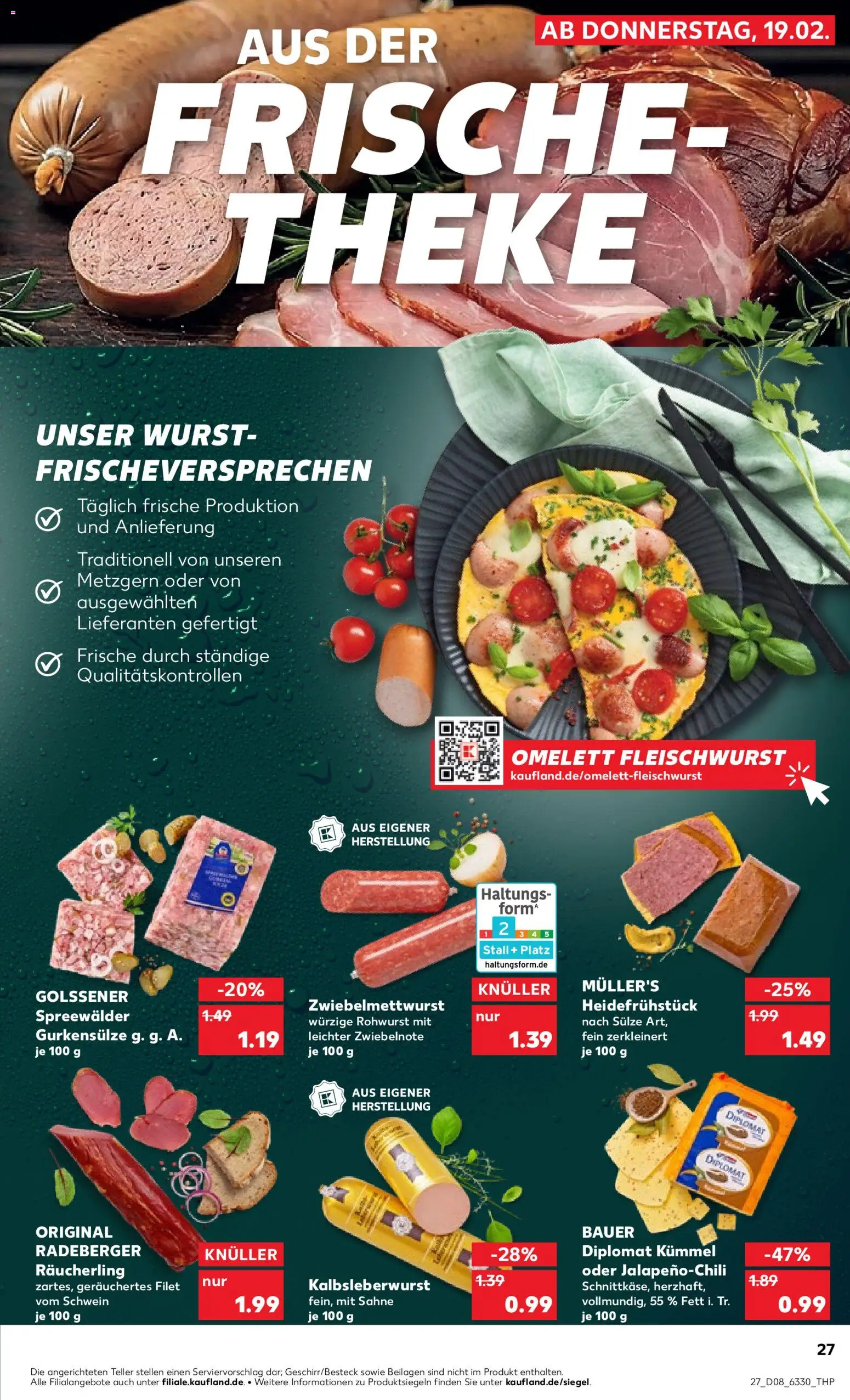 Kaufland prospekt Kiel	 – gültig ab 22.02.2026 | Seite: 27 | Produkte: Theke, Wurst, Sahne
