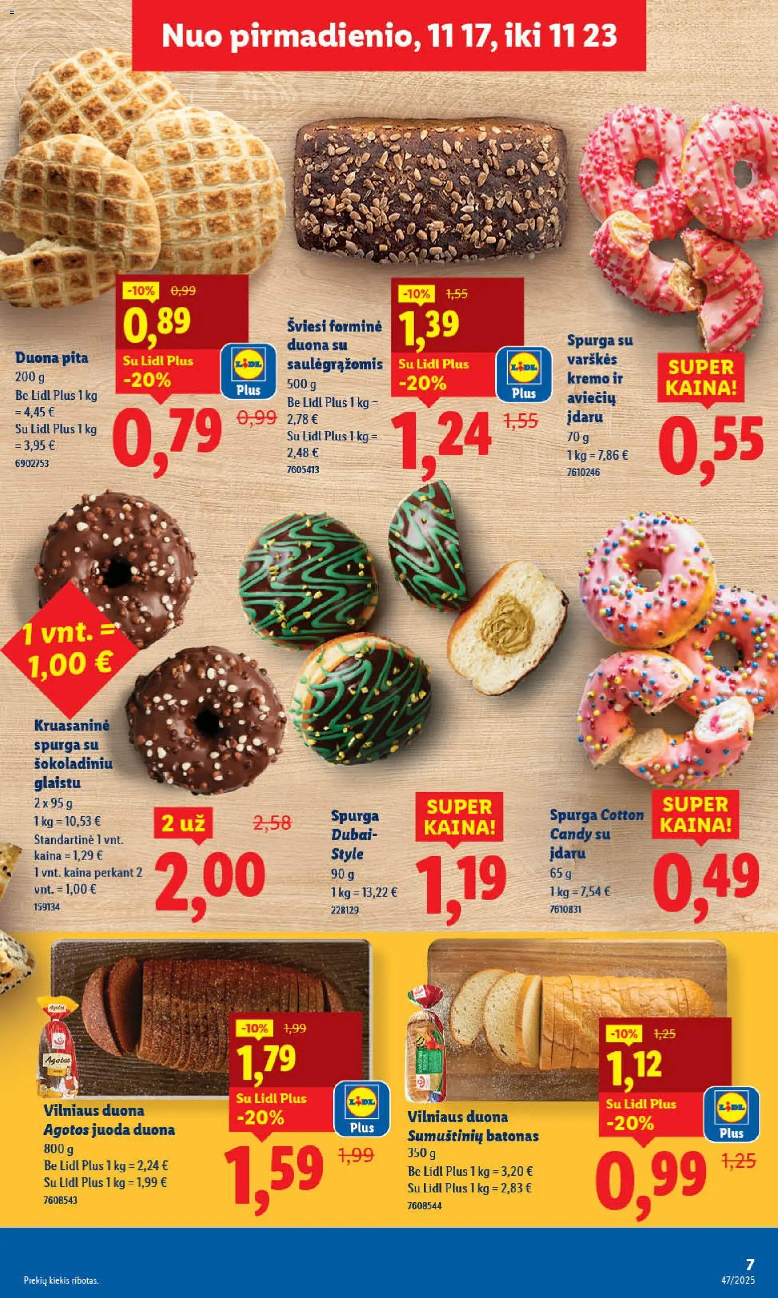 LIDL akcijos nuo 17.11.2025 | Puslapis: 7 | Prekių: Batonas, Spurga, Duona