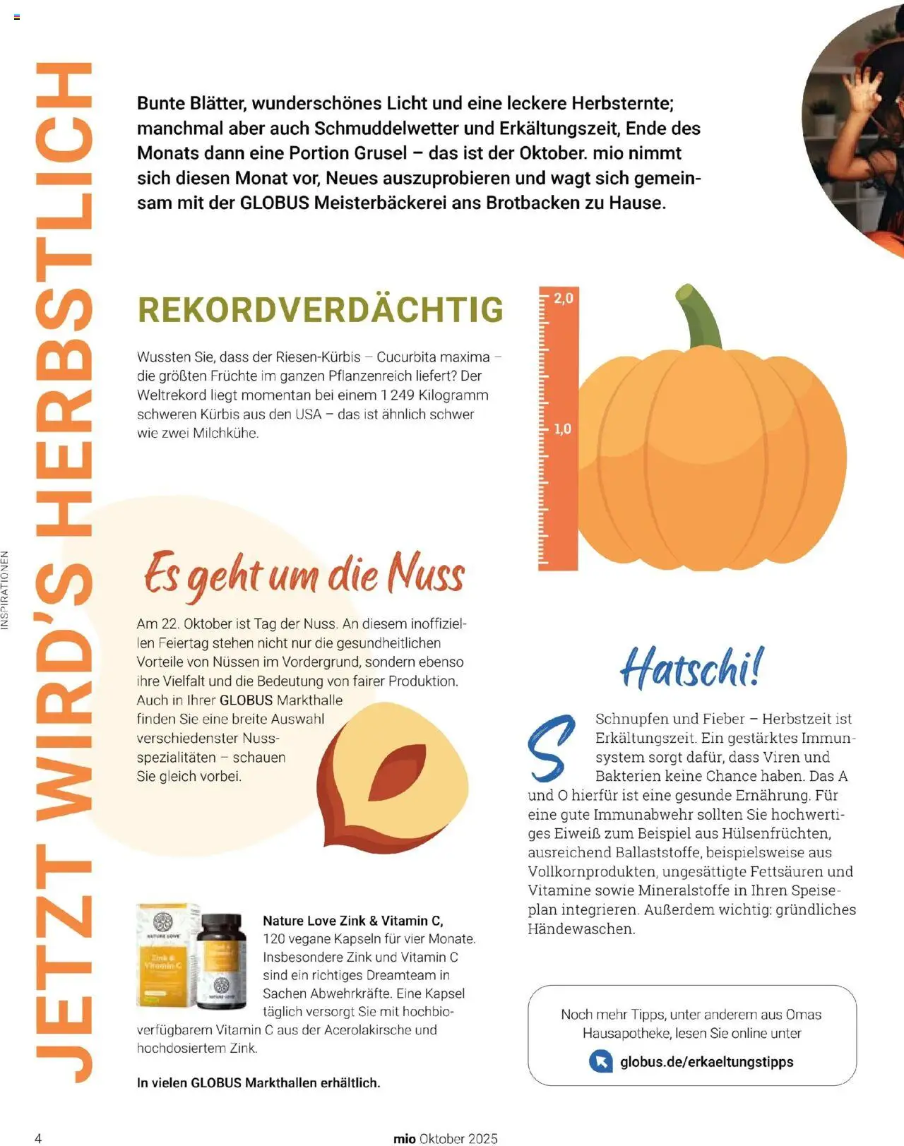 Globus Mio Magazin – gültig ab 01.10.2025 | Seite: 4 | Produkte: Kürbis