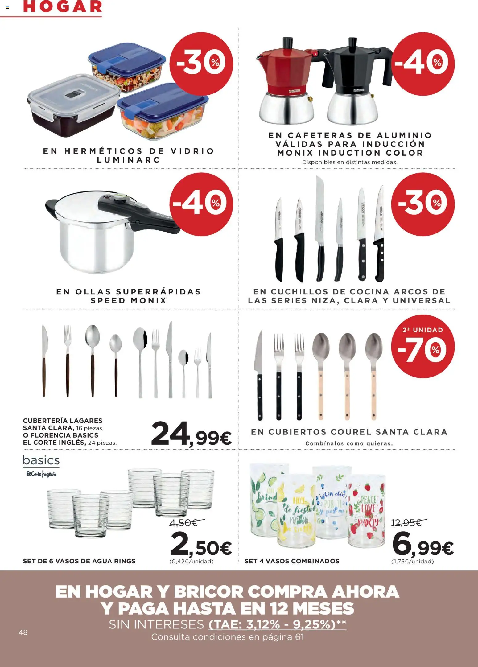 Hipercor catálogo │ válido desde el 07.01.2026 | Página: 48 | Productos: Vasos, Cocina, Cubertería