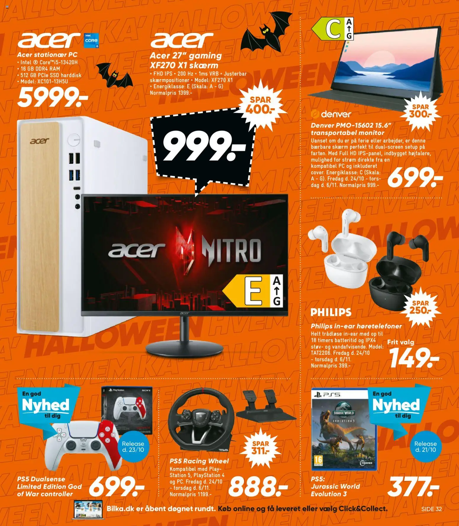 Bilka tilbudsavis – gyldig fra 24.10.2025 | Side: 34 | Produkter: Skærm, PC, Høretelefoner, Playstation