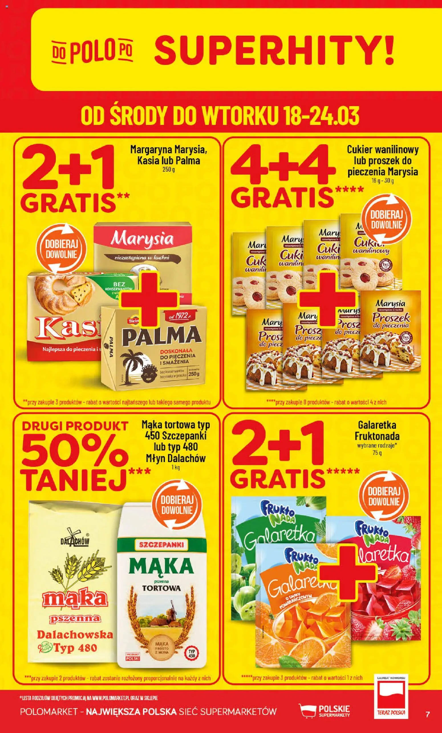 POLOmarket gazetka od 18.03.2026 | Strona: 7 | Produkty: Galaretka, Margaryna, Cukier wanilinowy, Cukier