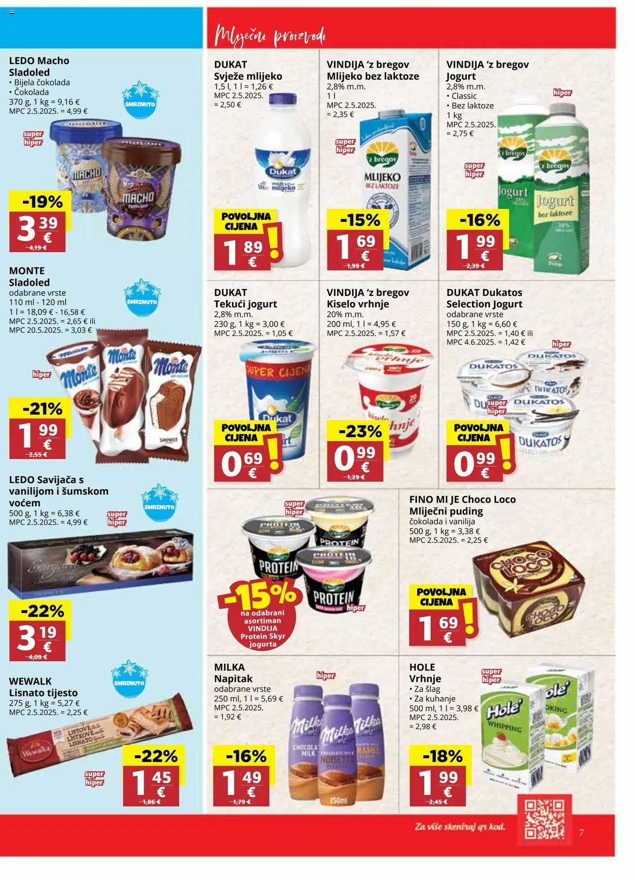 Ribola katalog | vrijedi od 17.09.2025 | Stranica: 7 | Proizvodi: Mlijeko, Jogurt, Kiselo vrhnje, Ledo