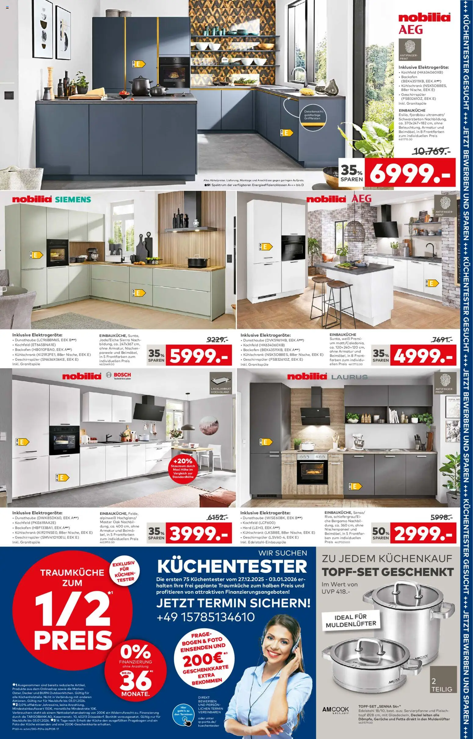 Porta! Küchentester gesucht! Jetzt bewerben und Küche zum halben Preis sichern – gültig ab 26.12.2025 | Seite: 1 | Produkte: Herd, Geschirrspüler, Backofen, Kuchen