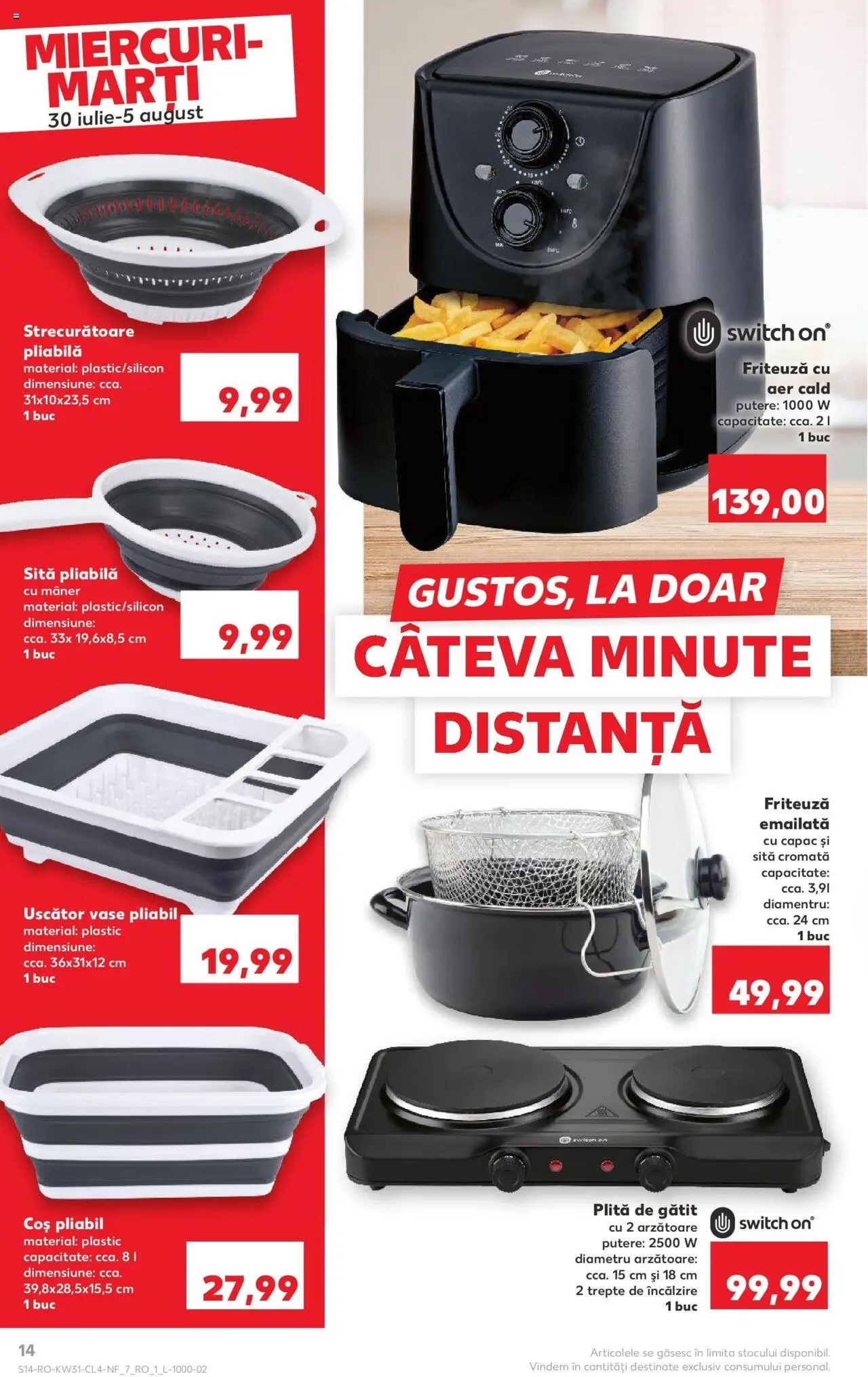 Catalog Kaufland - Târgu Mureș – valabil de la 30.07.2025 | Pagină: 14 | Produse: Uscător, Plită, Friteuză, Coș
