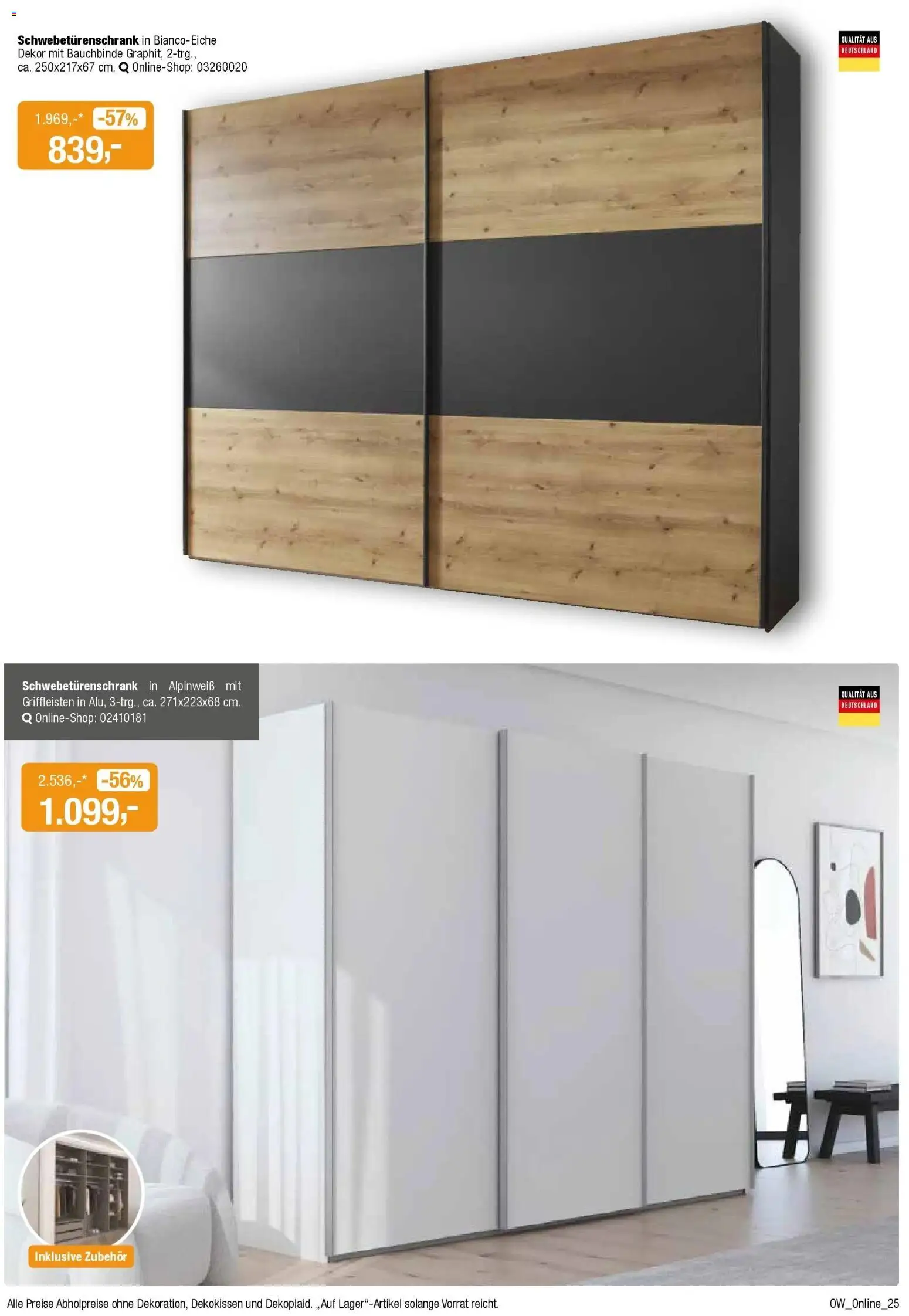 Angebote - Dein trendiges Möbelhaus – gültig ab 21.03.2026 | Seite: 25 | Produkte: Schwebetürenschrank