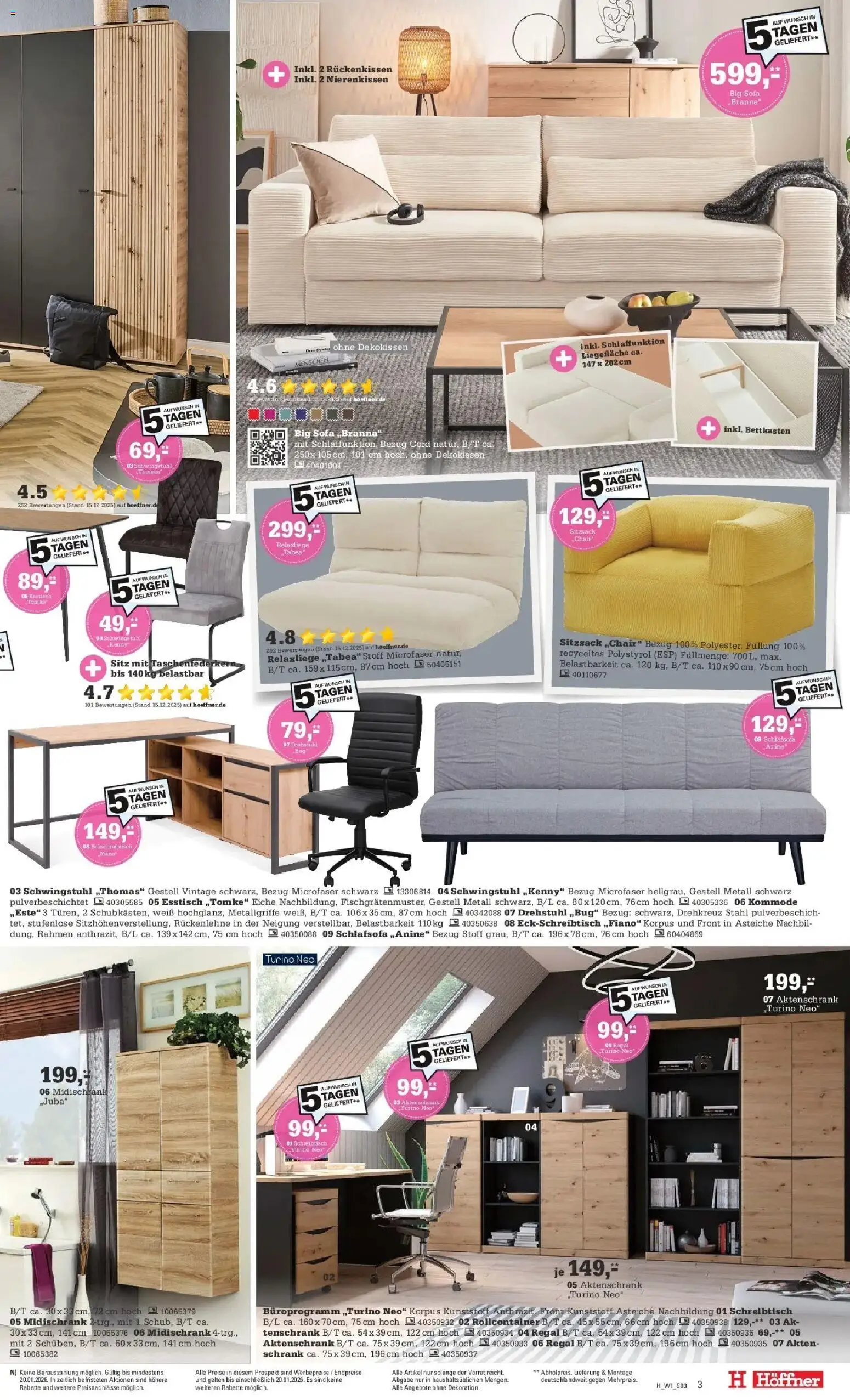 Höffner - Höffner: Möbelangebote – gültig ab 09.01.2026 | Seite: 3 | Produkte: Bigsofa, Sofa, Schrank, Midischrank