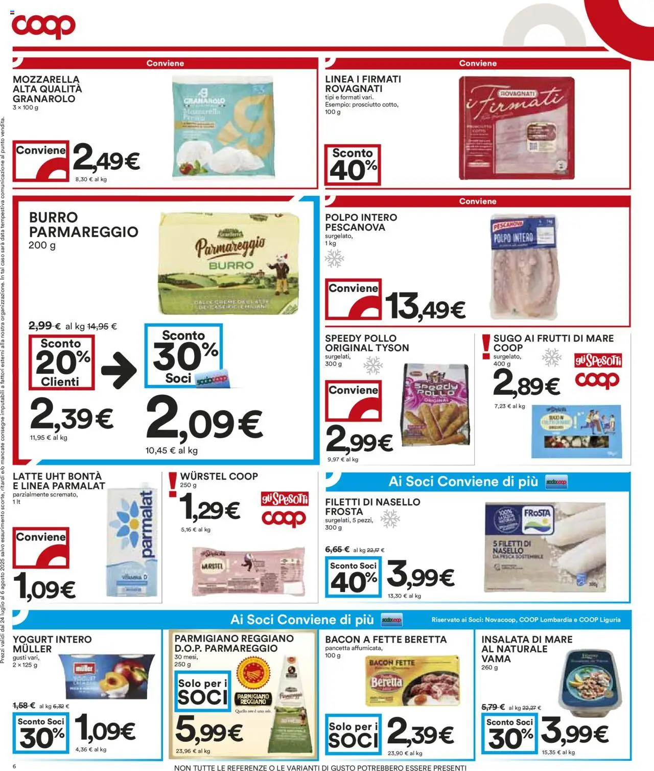Volantino COOP del 24.07.2025 | Pagina: 6 | Prodotti: Insalata, Latte, Sugo, Nasello