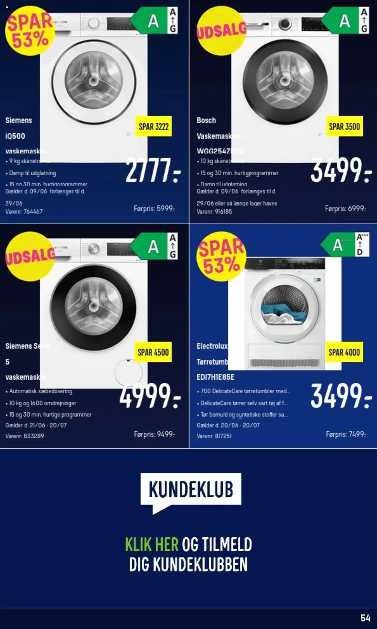 Elgiganten Tilbudsavis gyldig fra 23.06.2025 | Side: 54 | Produkter: Vaskemaskine, Tørretumbler, Tøj
