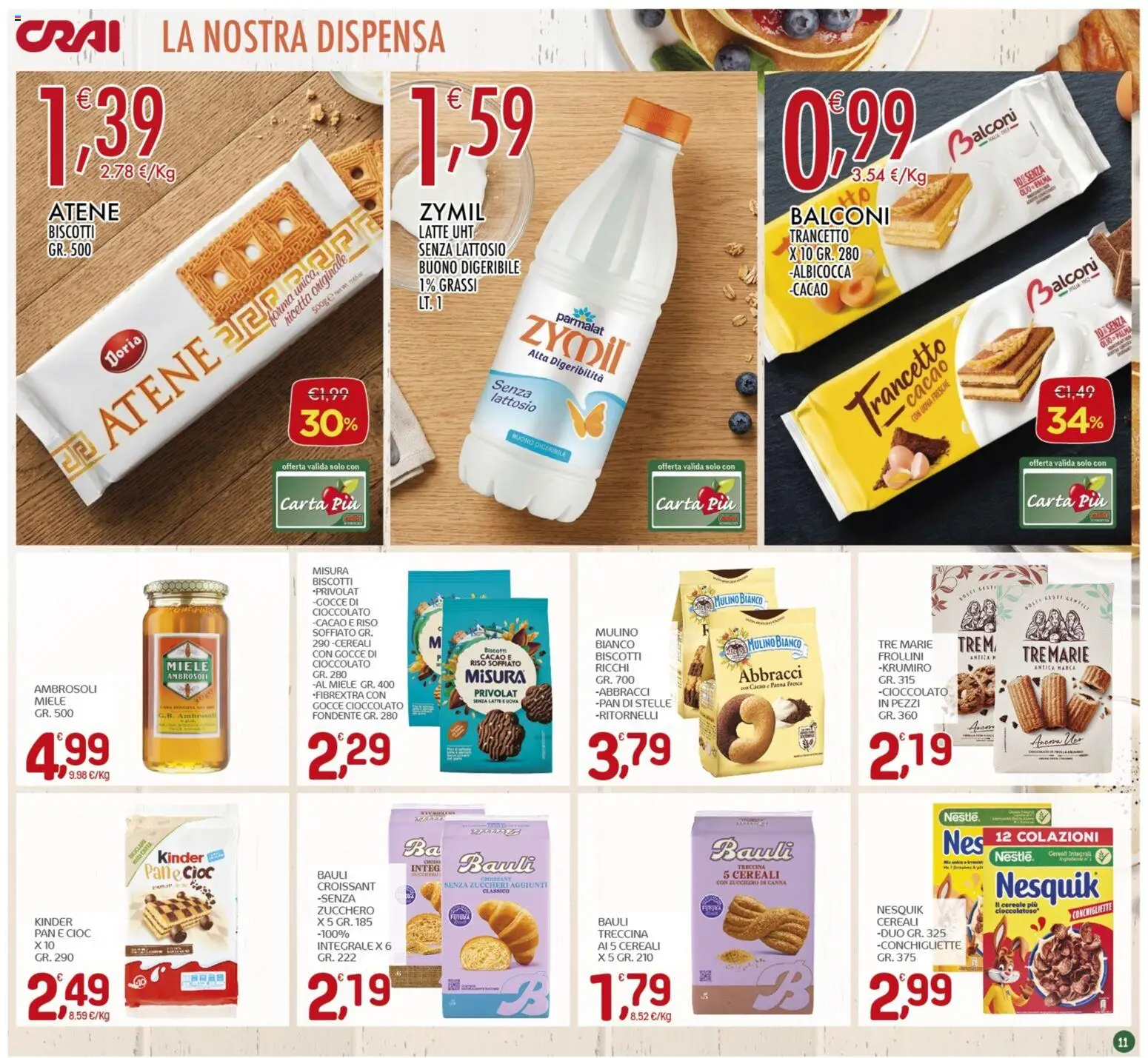Volantino CRAI del 26.03.2026 | Pagina: 11 | Prodotti: Uova, Pane, Latte, Frollini